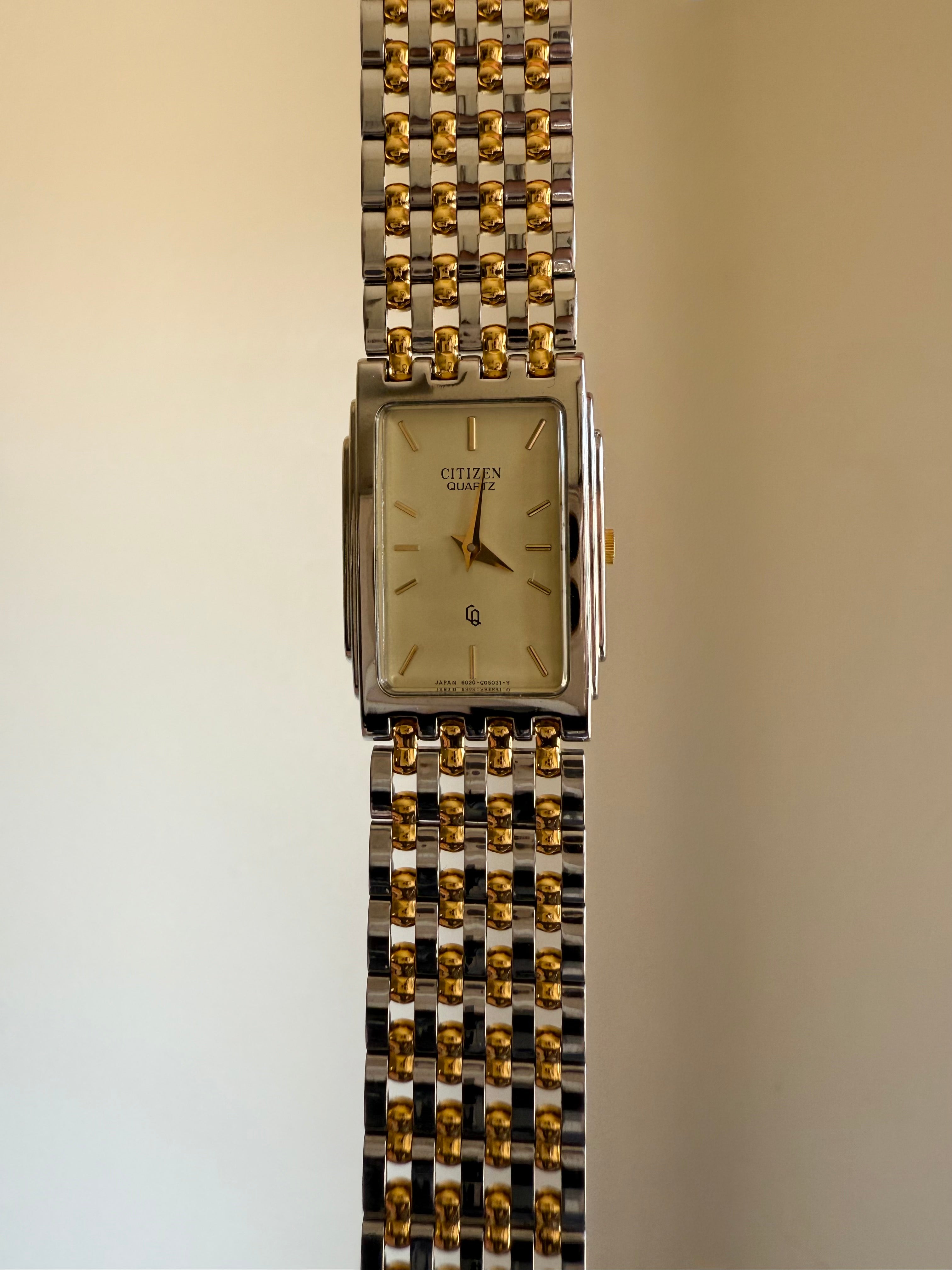 1980 Citizen CQ Two Tone Tank Watch