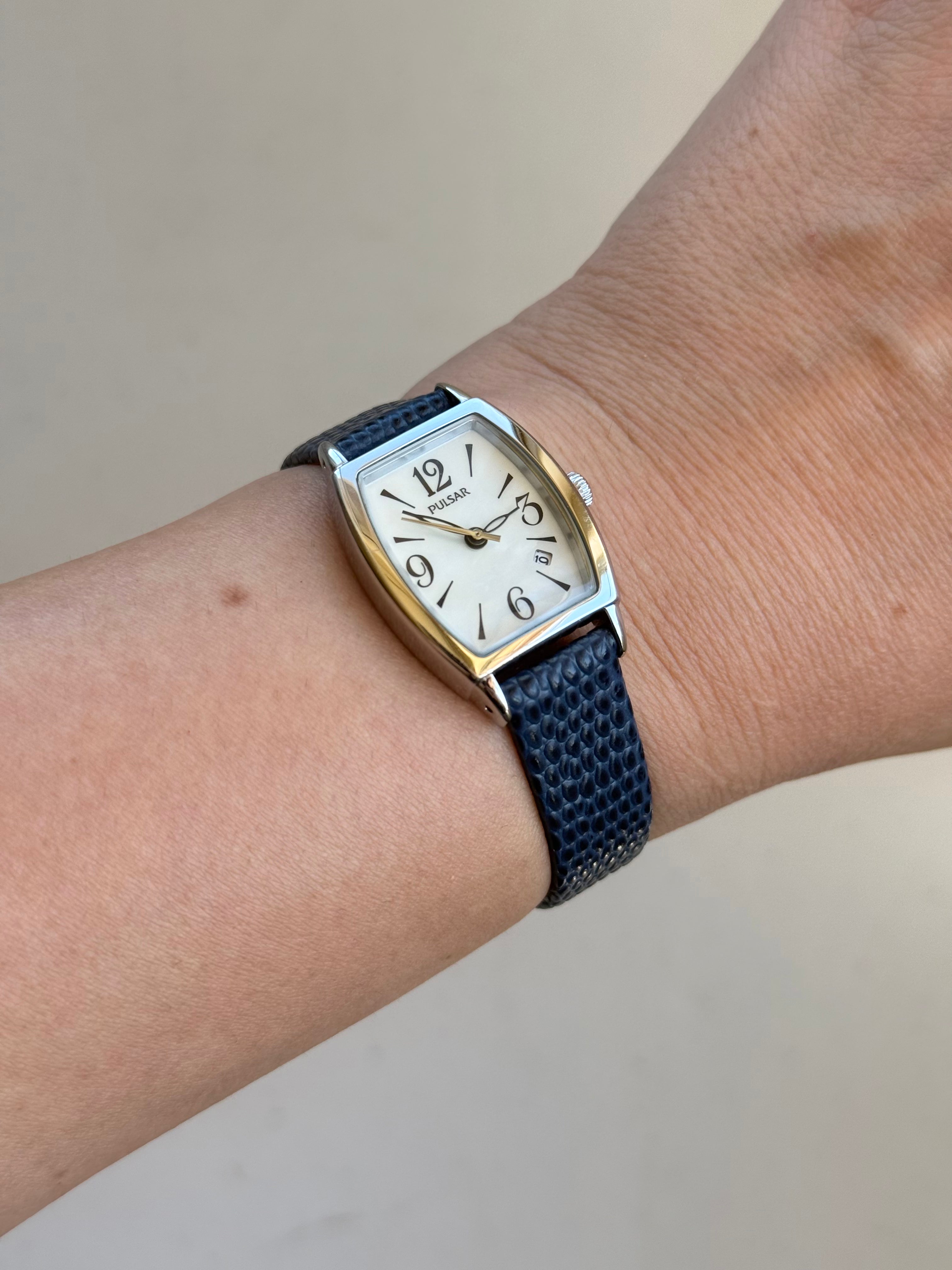 1994 Seiko Pulsar MOP Tonneau Tank Watch