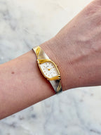 1980's Elgin Quartz Two Tone Asymmetrical Watch