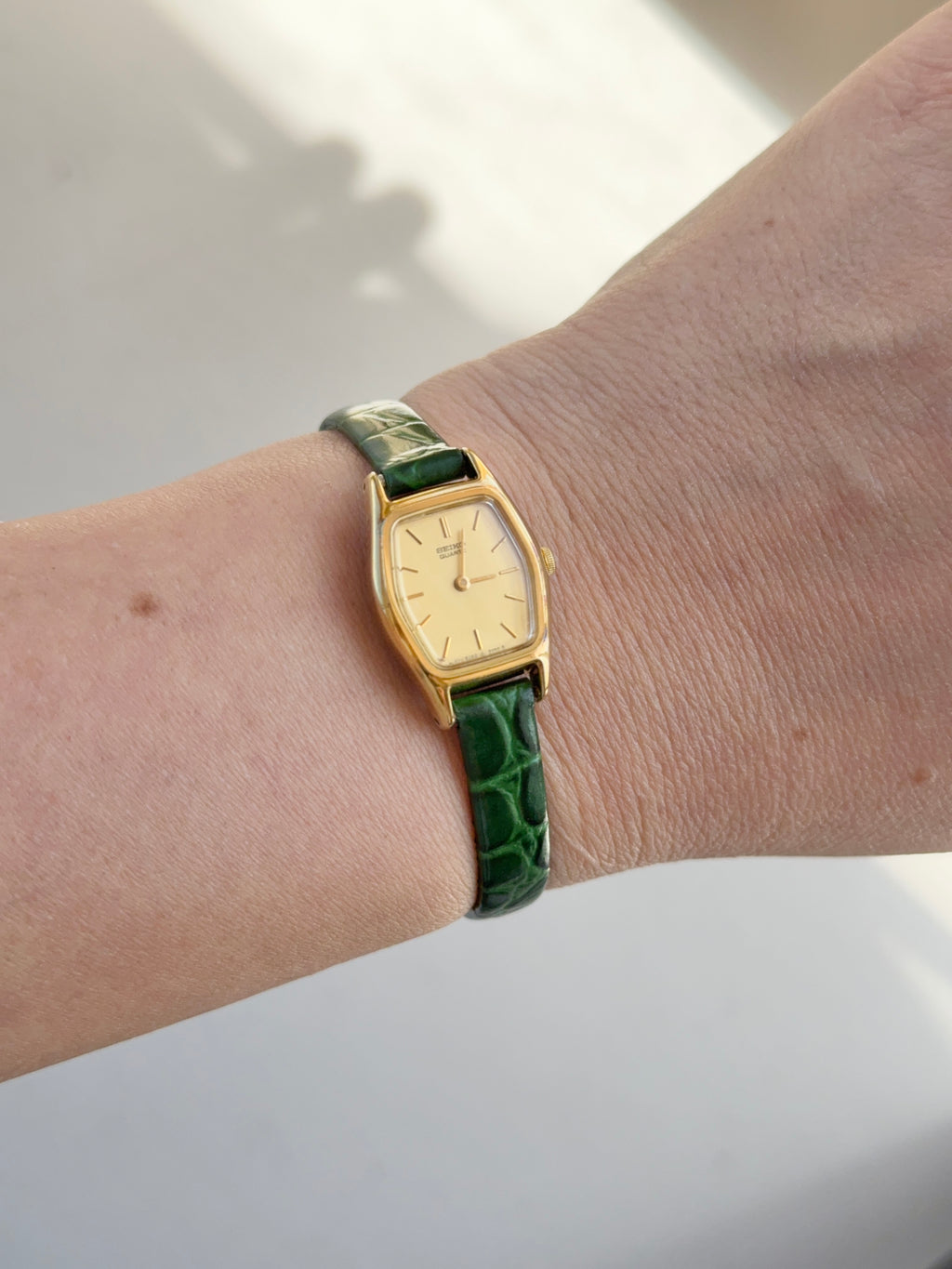 1985 Seiko Quartz Gold Tone Tonneau Watch