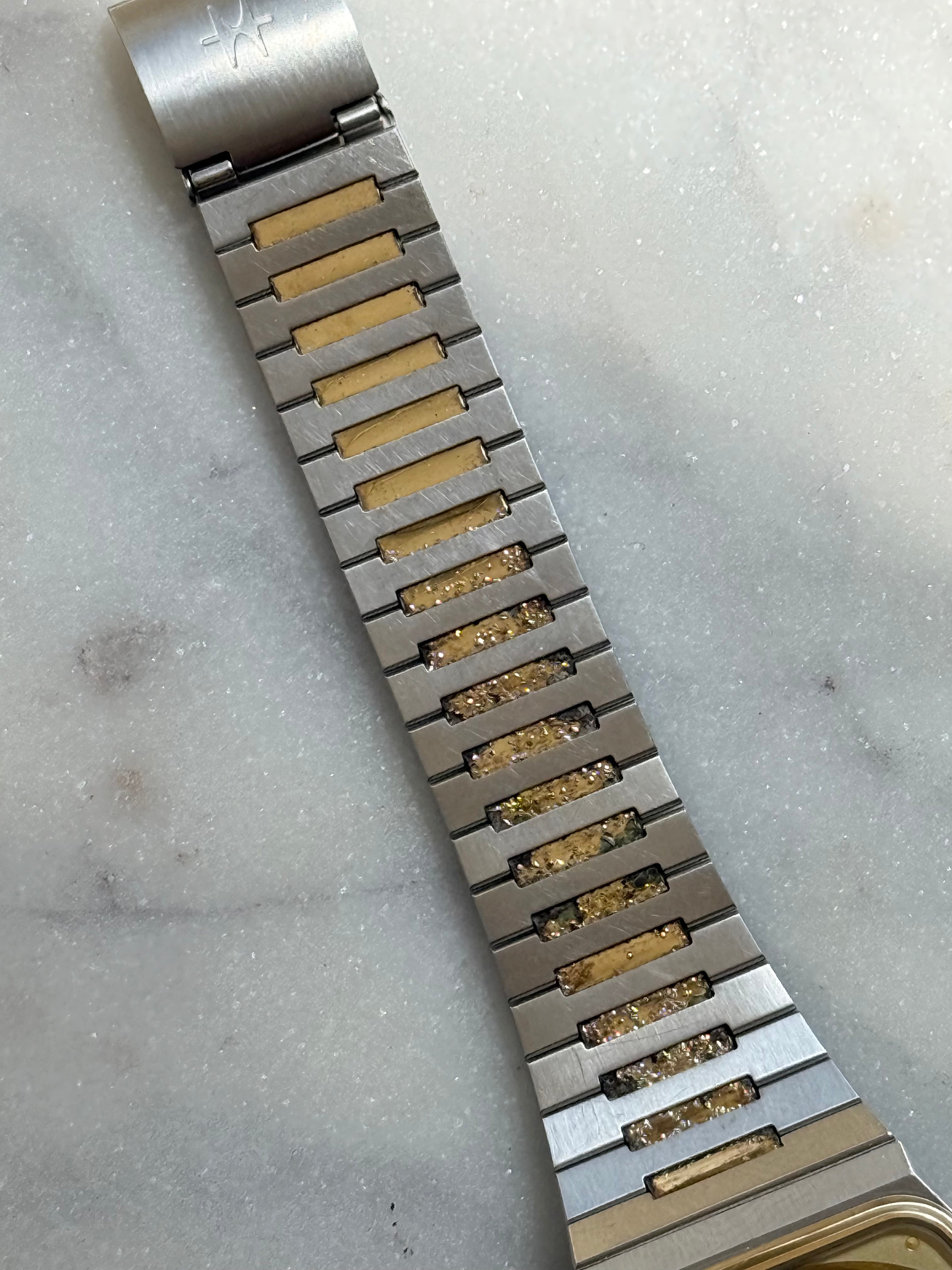 1980's Hamilton Swiss Quartz Two Tone Day Date Tonneau Watch