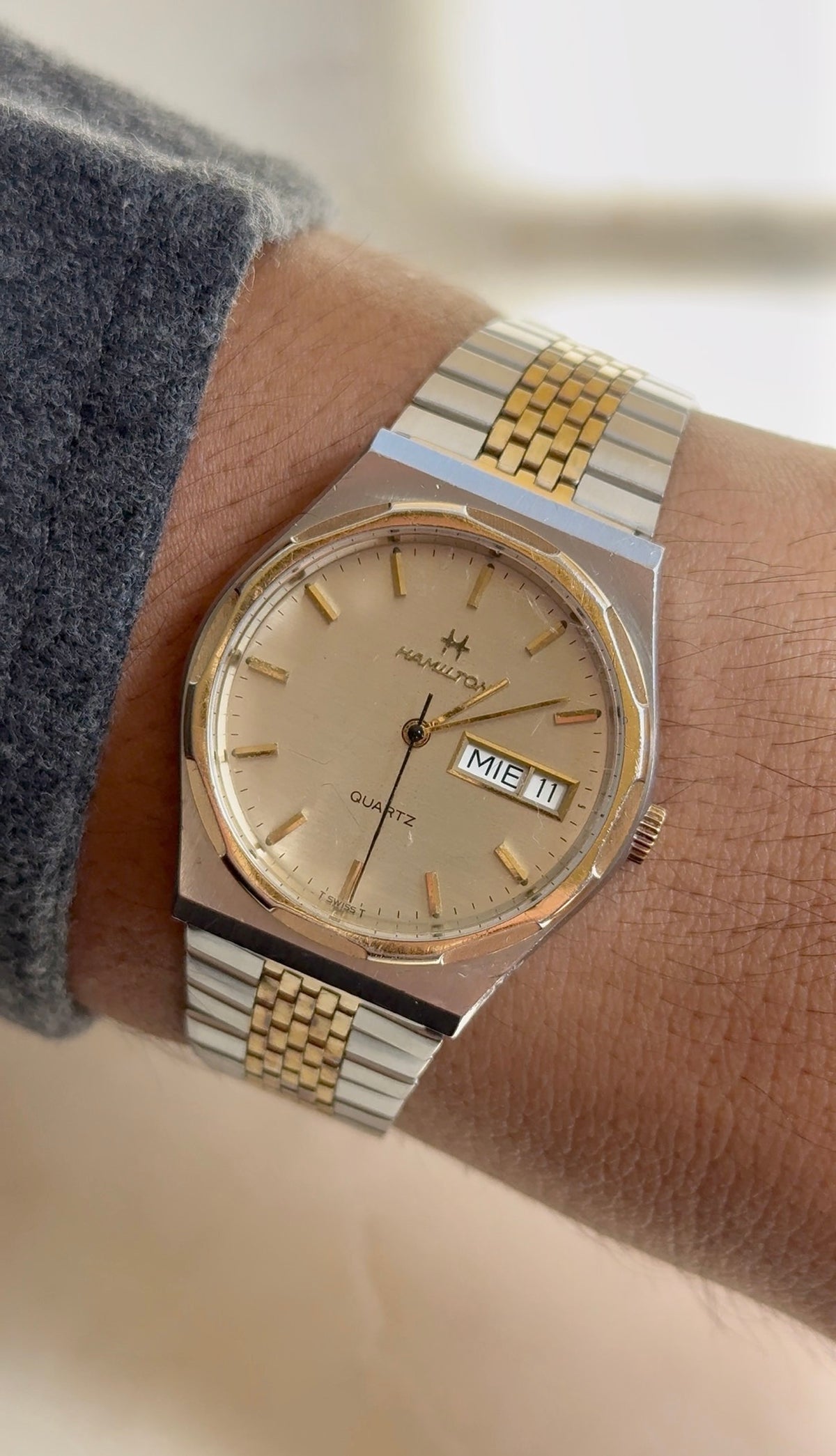 1990's Hamilton Quartz Two Tone Day Date Watch