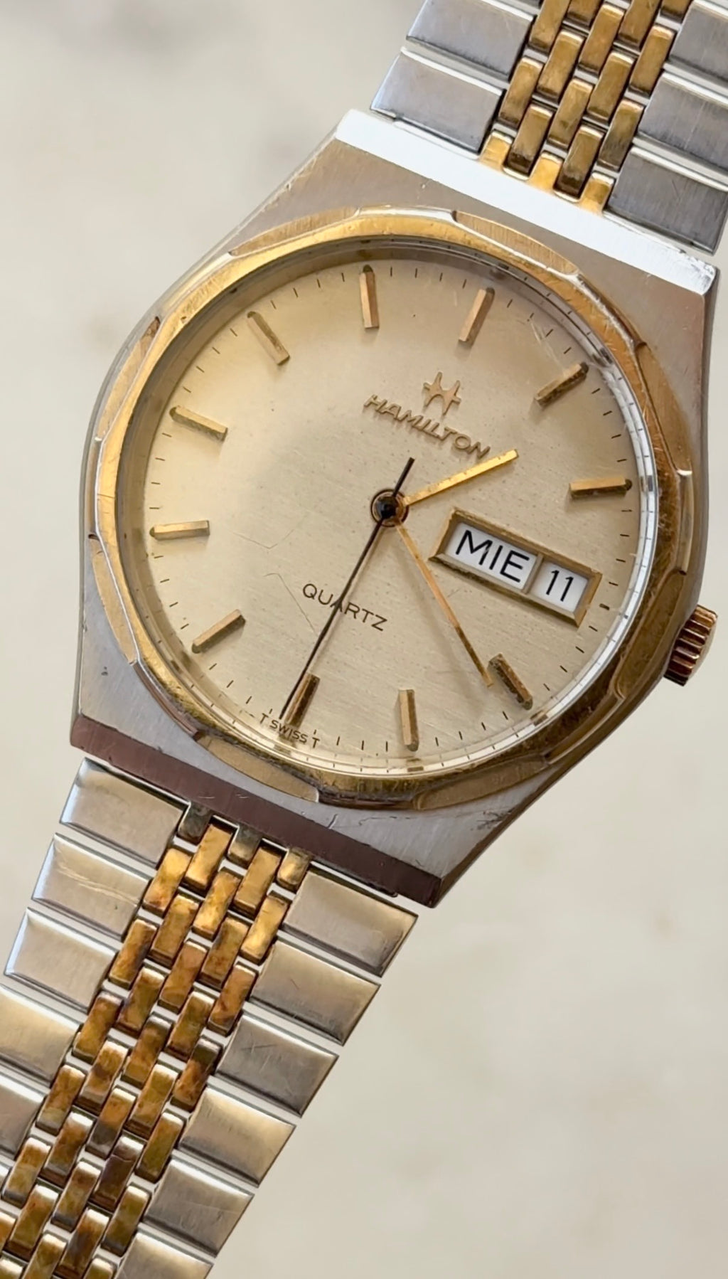 1990's Hamilton Quartz Two Tone Day Date Watch