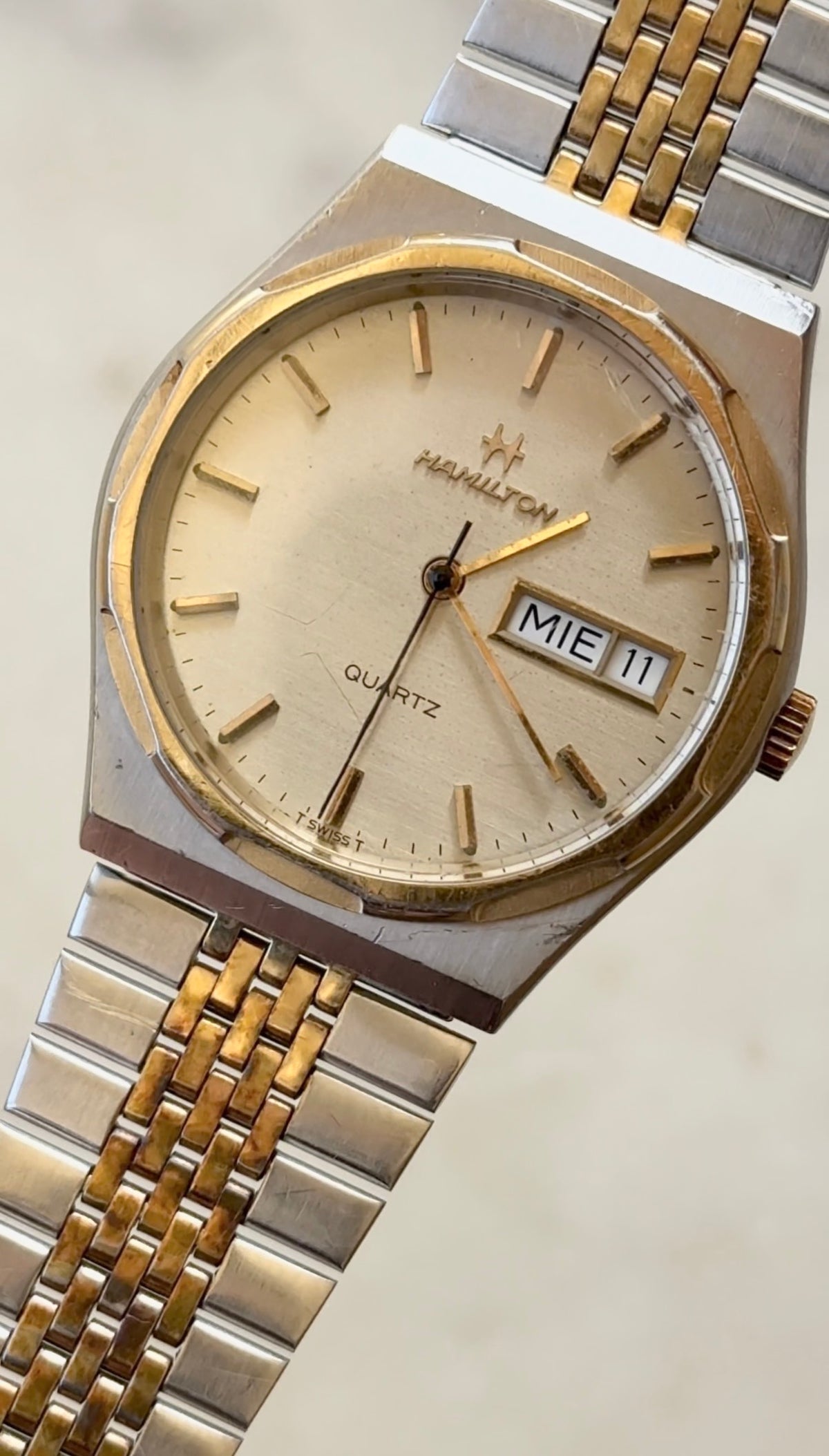 1990's Hamilton Quartz Two Tone Day Date Watch