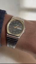 1980's Hamilton Swiss Quartz Two Tone Day Date Tonneau Watch
