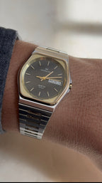 1980's Hamilton Swiss Quartz Two Tone Day Date Tonneau Watch
