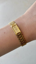 1990 Seiko Galaxy Quartz Gold Tone Tank Watch