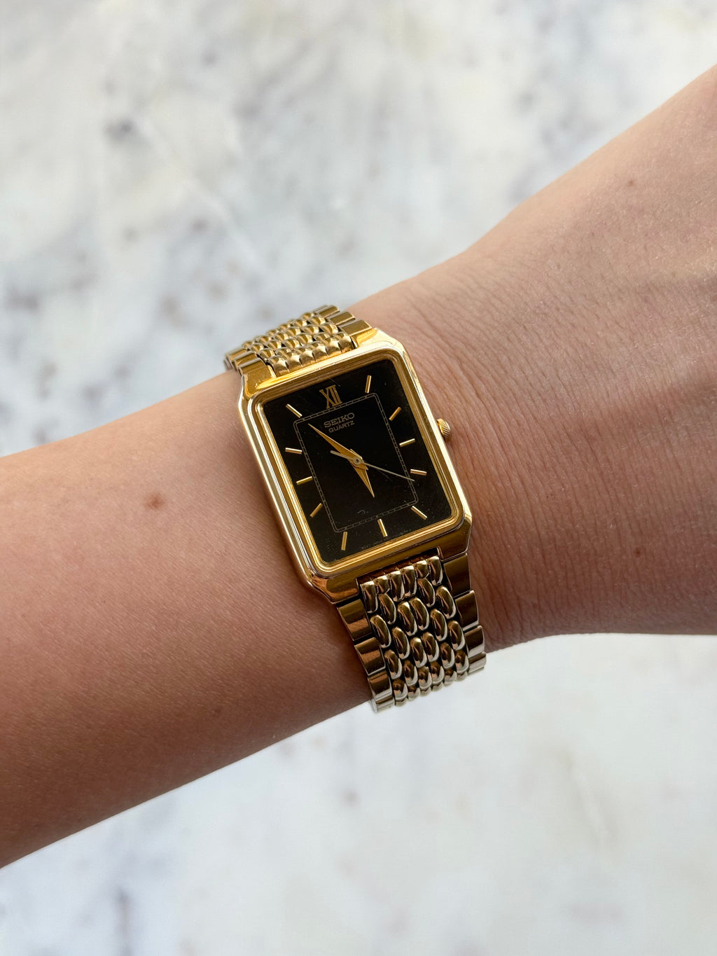 1991 Seiko Quartz Gold Tone Tank Watch