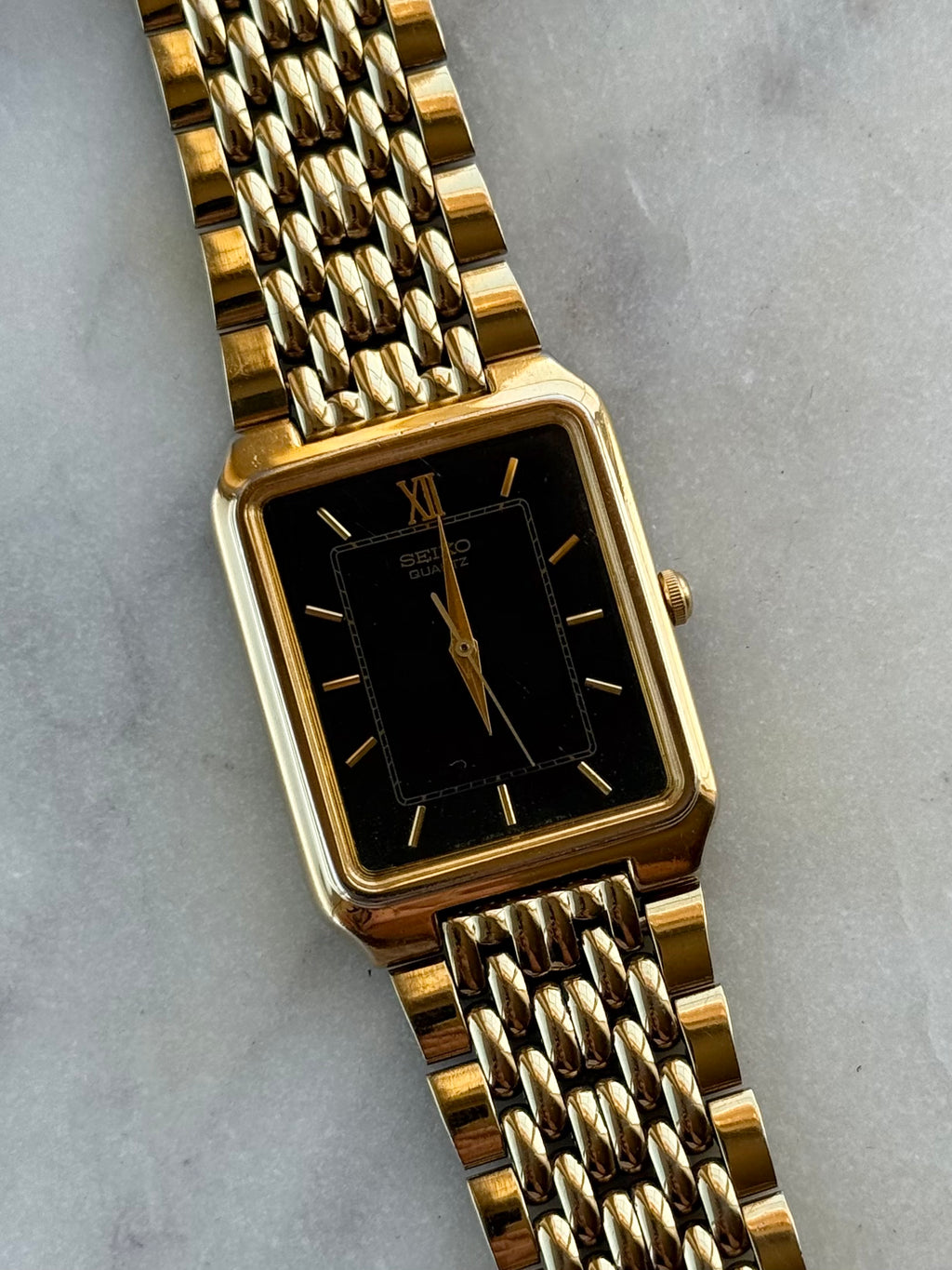 1991 Seiko Quartz Gold Tone Tank Watch