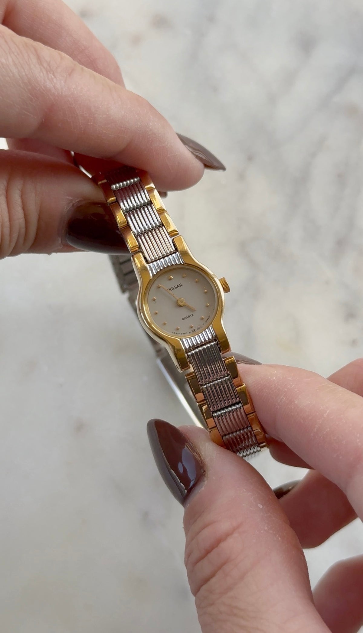 1989 Pulsar Quartz By Seiko Two Tone Bracelet Watch