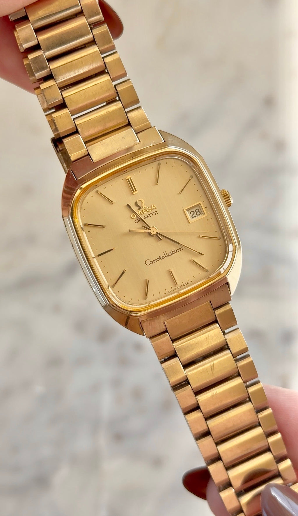 1970s Omega Constellation Quartz 10k Gold Filled TV Dial Watch