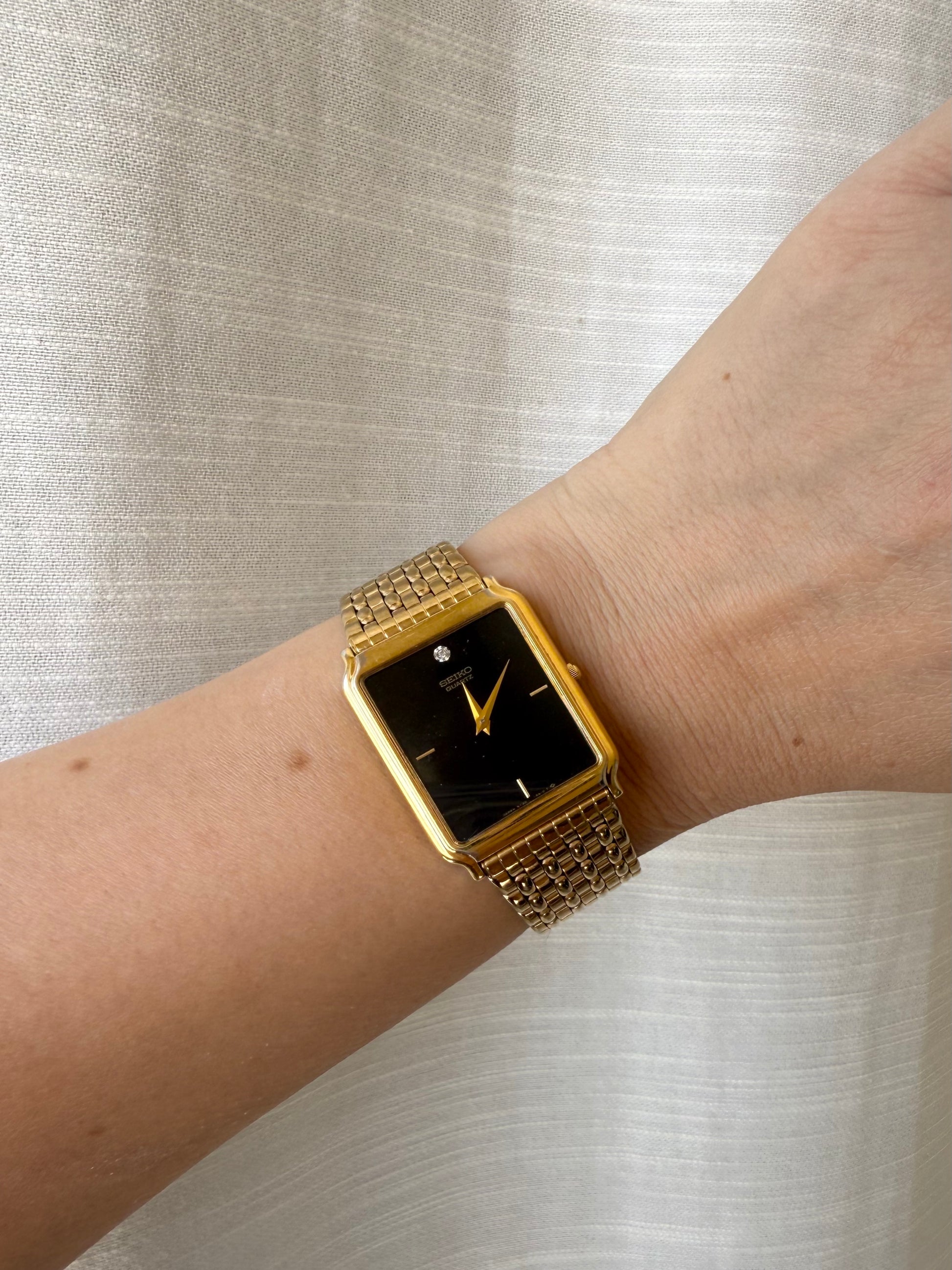 1991 Seiko Quartz Gold Tone Tank Watch