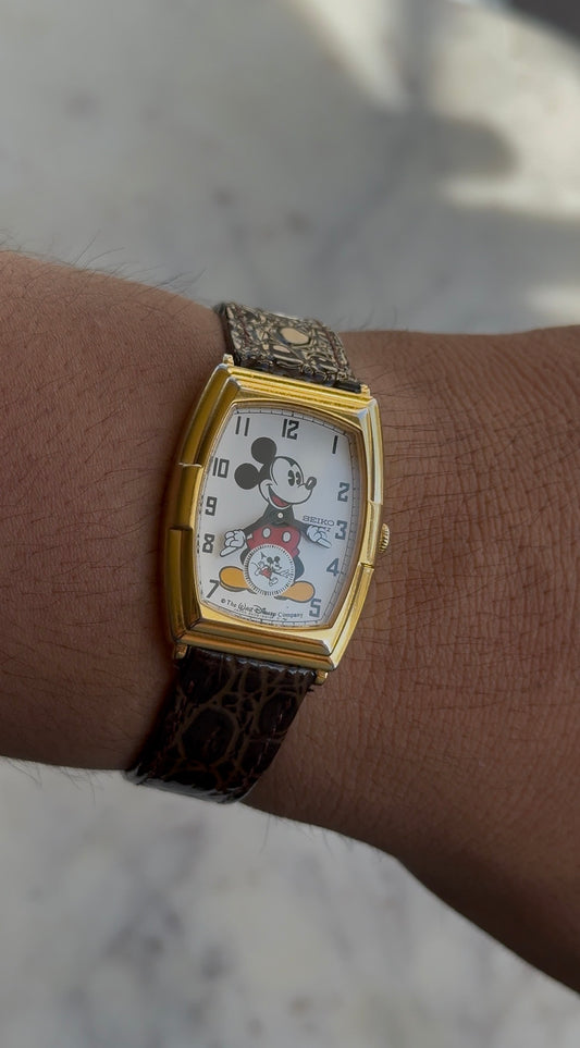 1989 Seiko Quartz Mickey Mouse Tonneau Tank Watch