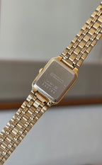 1993 Seiko Gold Tone Bracelet Tank Watch