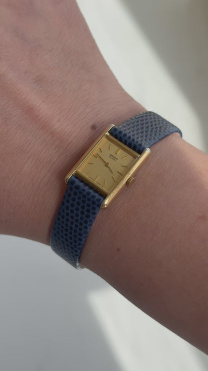 1980 Seiko Quartz Gold Tone Tank Watch