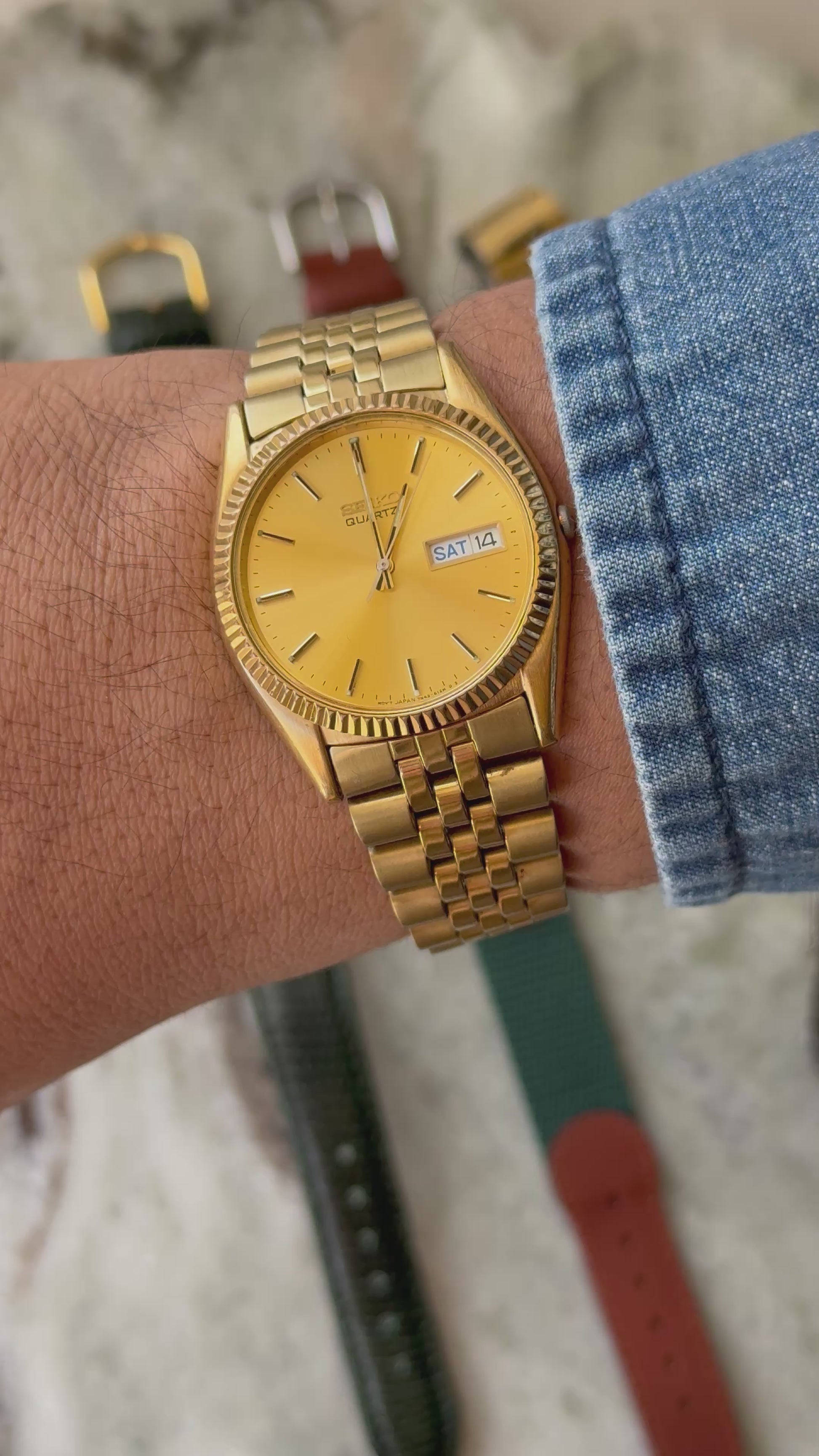 1996 Seiko Quartz “President” Day-Date Gold Tone Watch