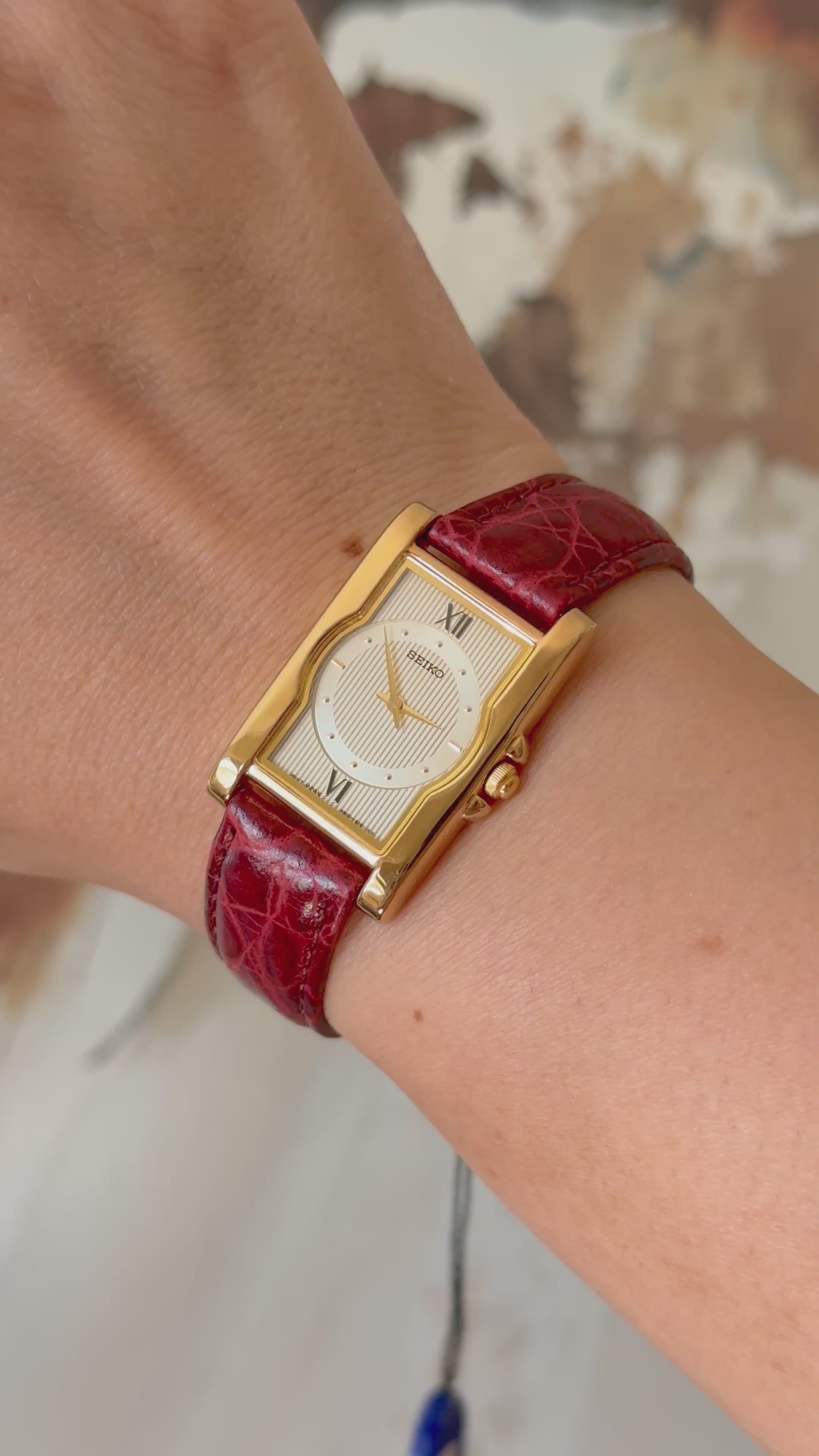 1988 Seiko Quartz (NOS) Gold Tone Tank Watch