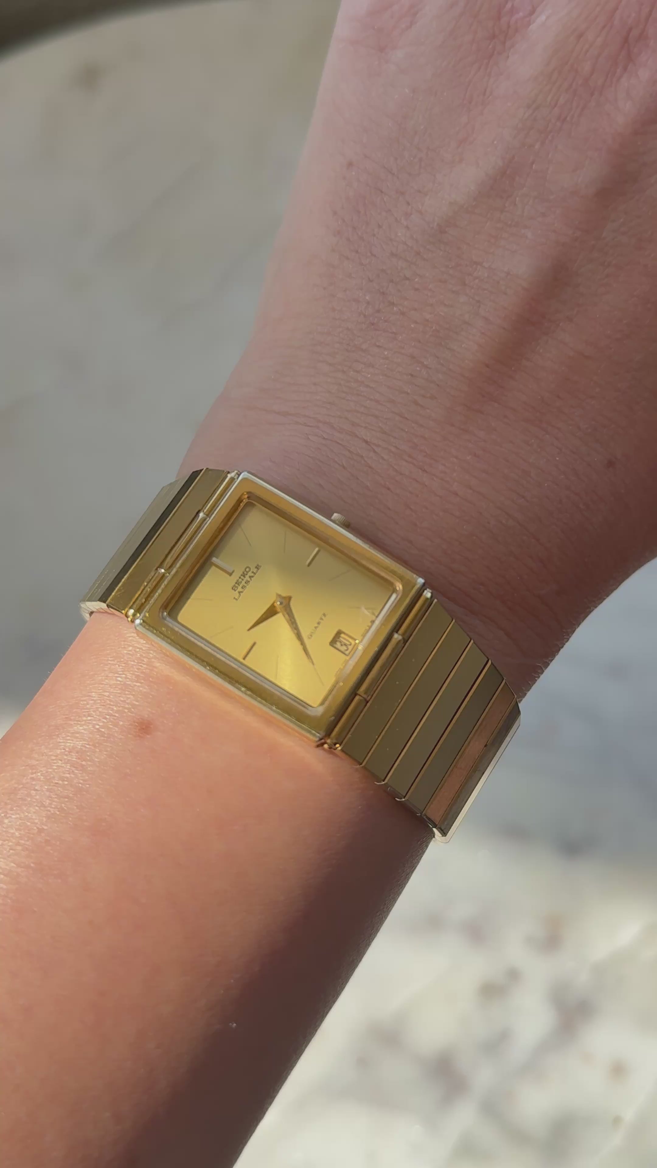 1982 Seiko Lassale Quartz Date Just Tank Watch