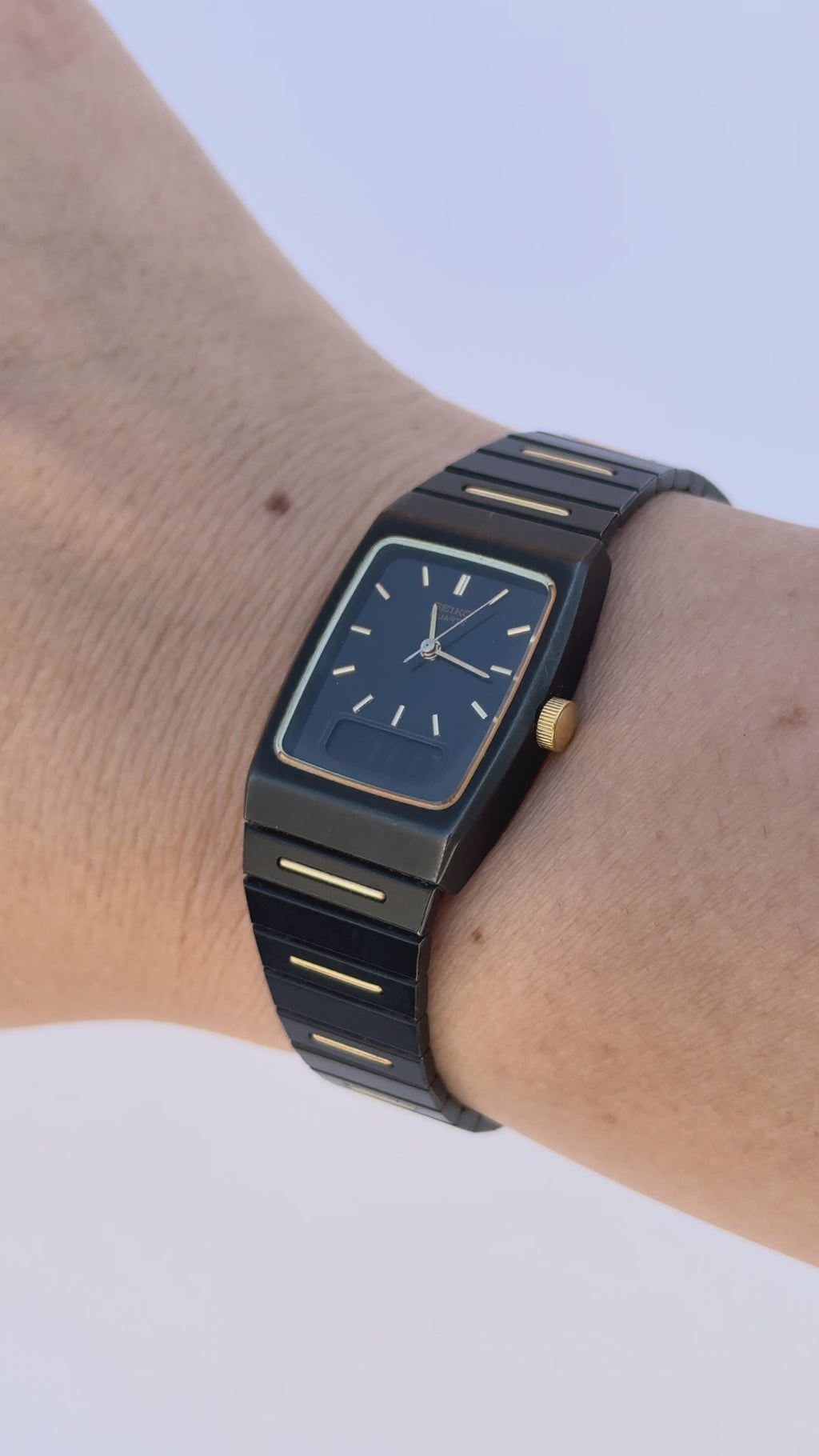 1984 Seiko Ani-Digi Quartz Two-Tone Tank Watch