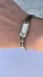 1994 Seiko Pulsar Quartz V220 Two-Tone Tank Watch