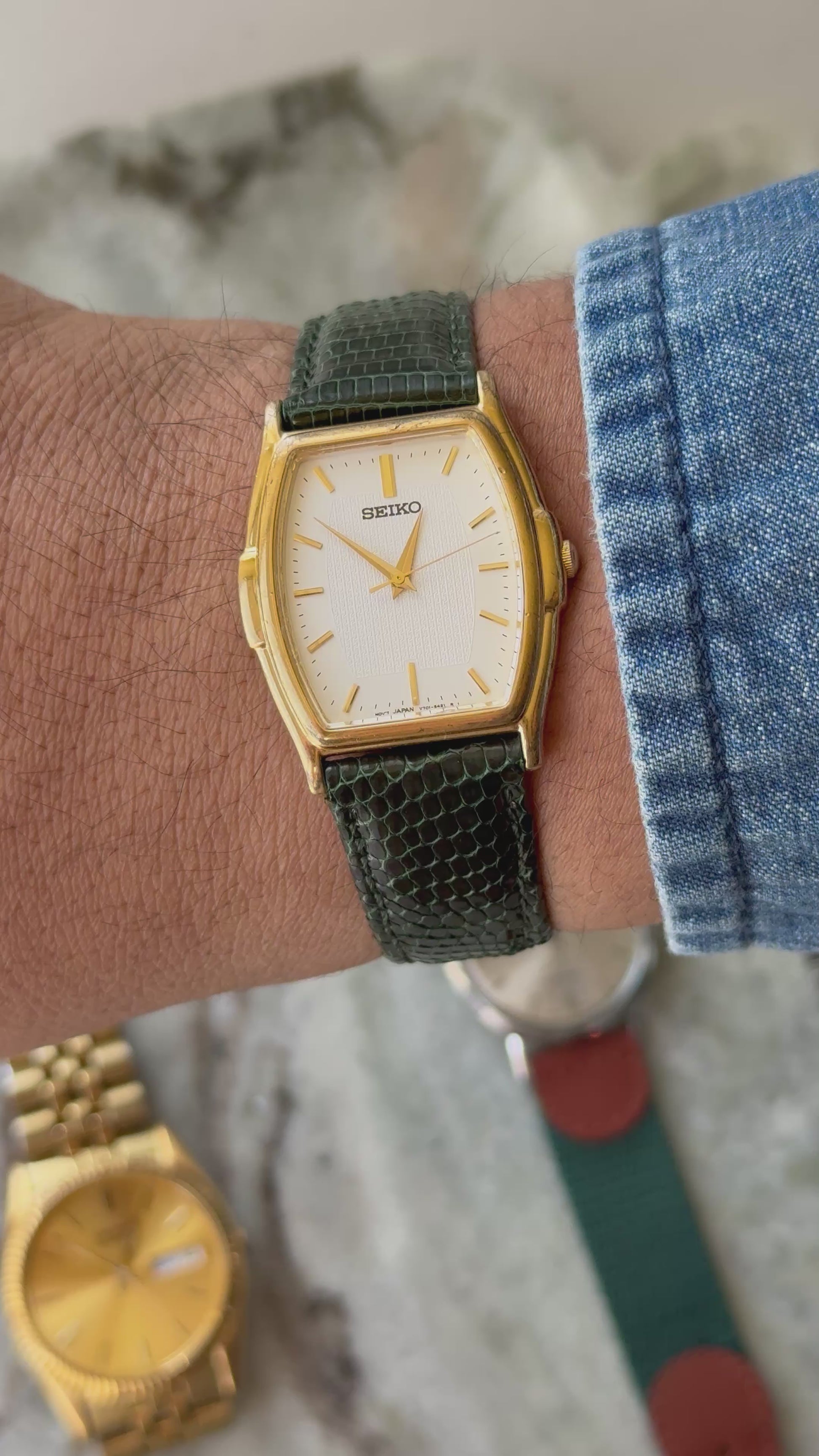 1998 Seiko Quartz Gold Tone Tonneau Watch