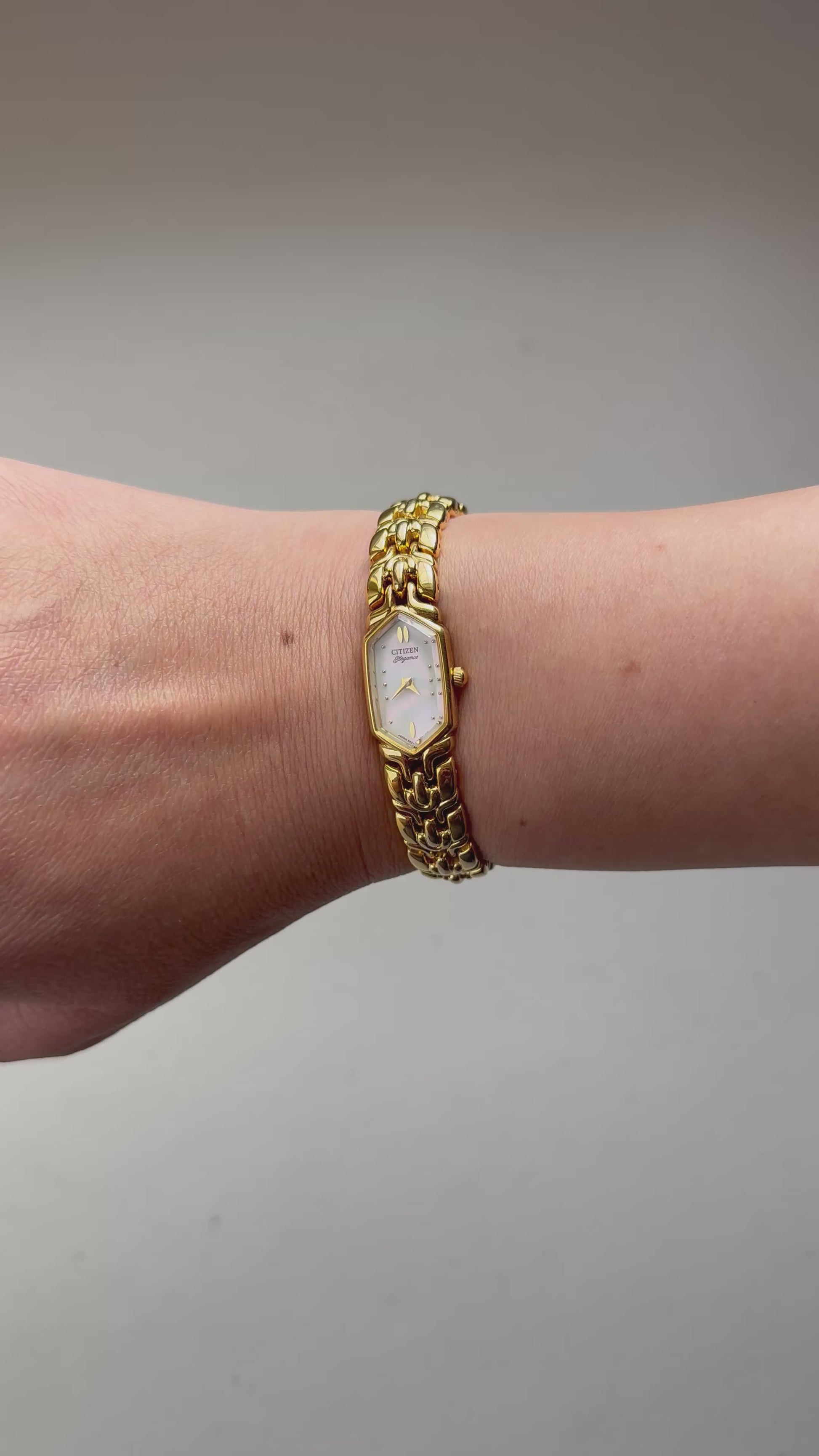 1980’s Citizen Elegance Gold Tone Hexagon Bracelet Watch