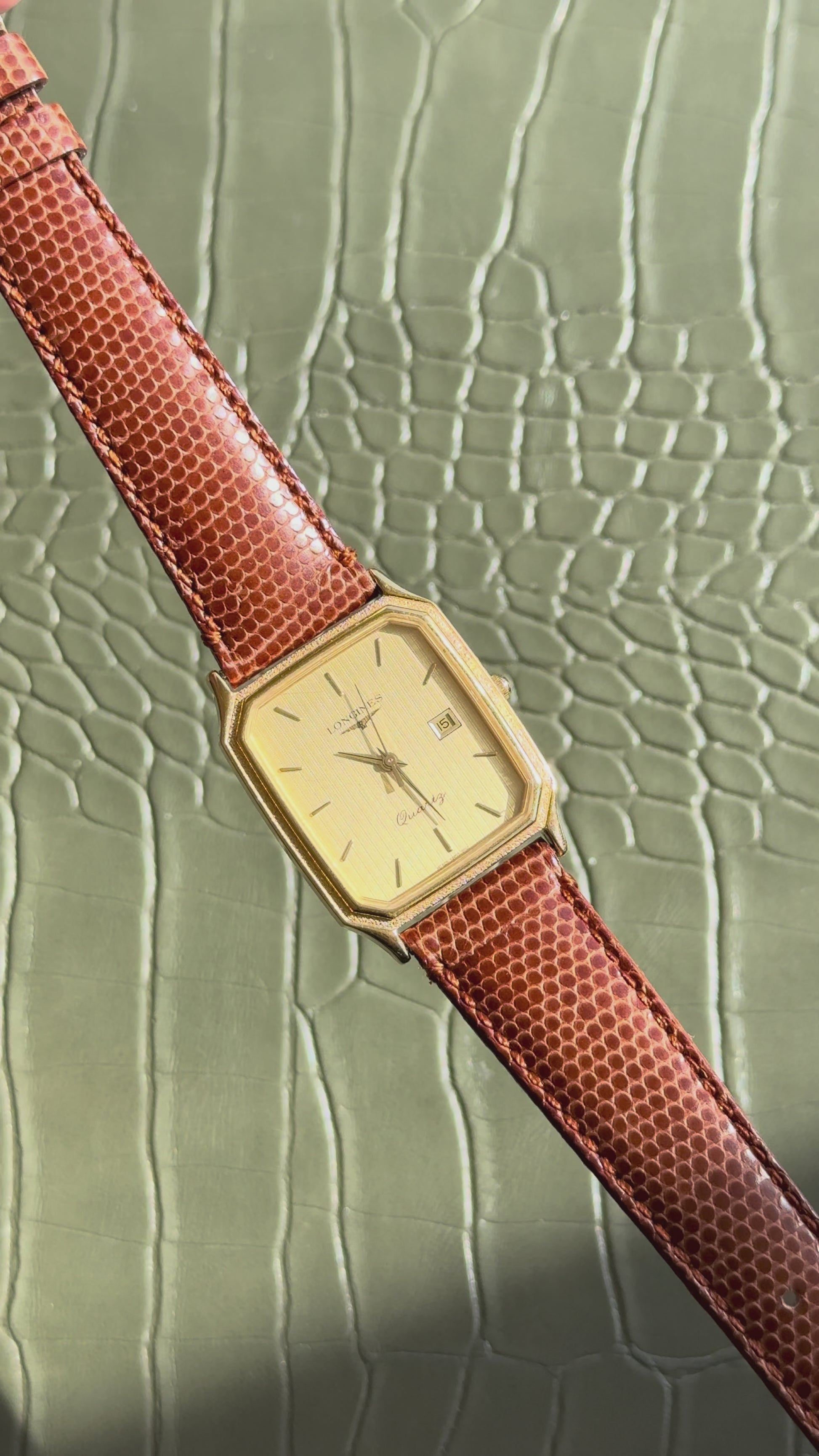 1980’s Longines Quartz Gold Plated Tank Watch