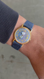 1970’s Timex Denim Tennis Snoopy Gold Tone Mechanical Watch