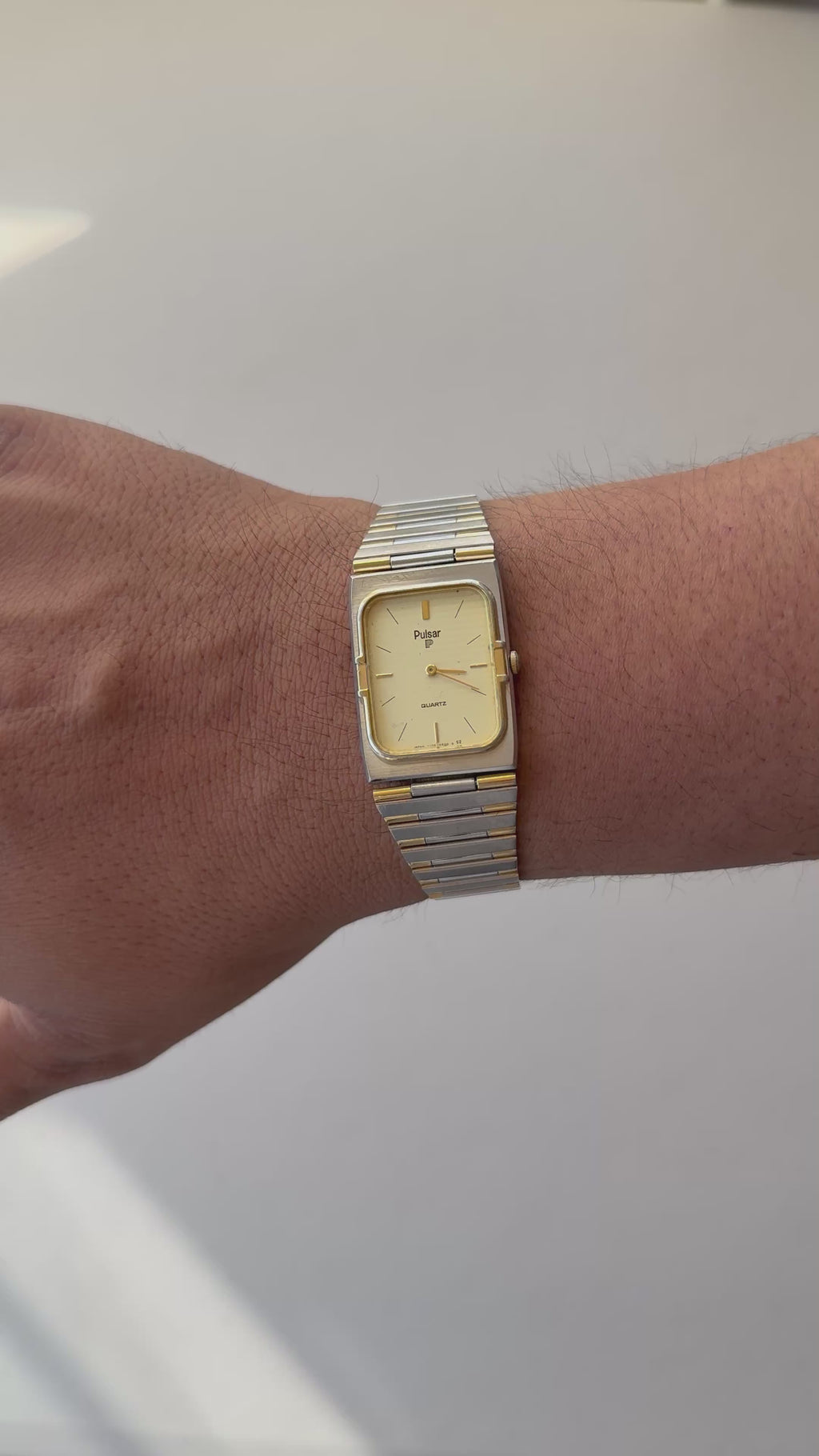 1985 Pulsar Quartz By SEIKO Two Tone Tank Watch