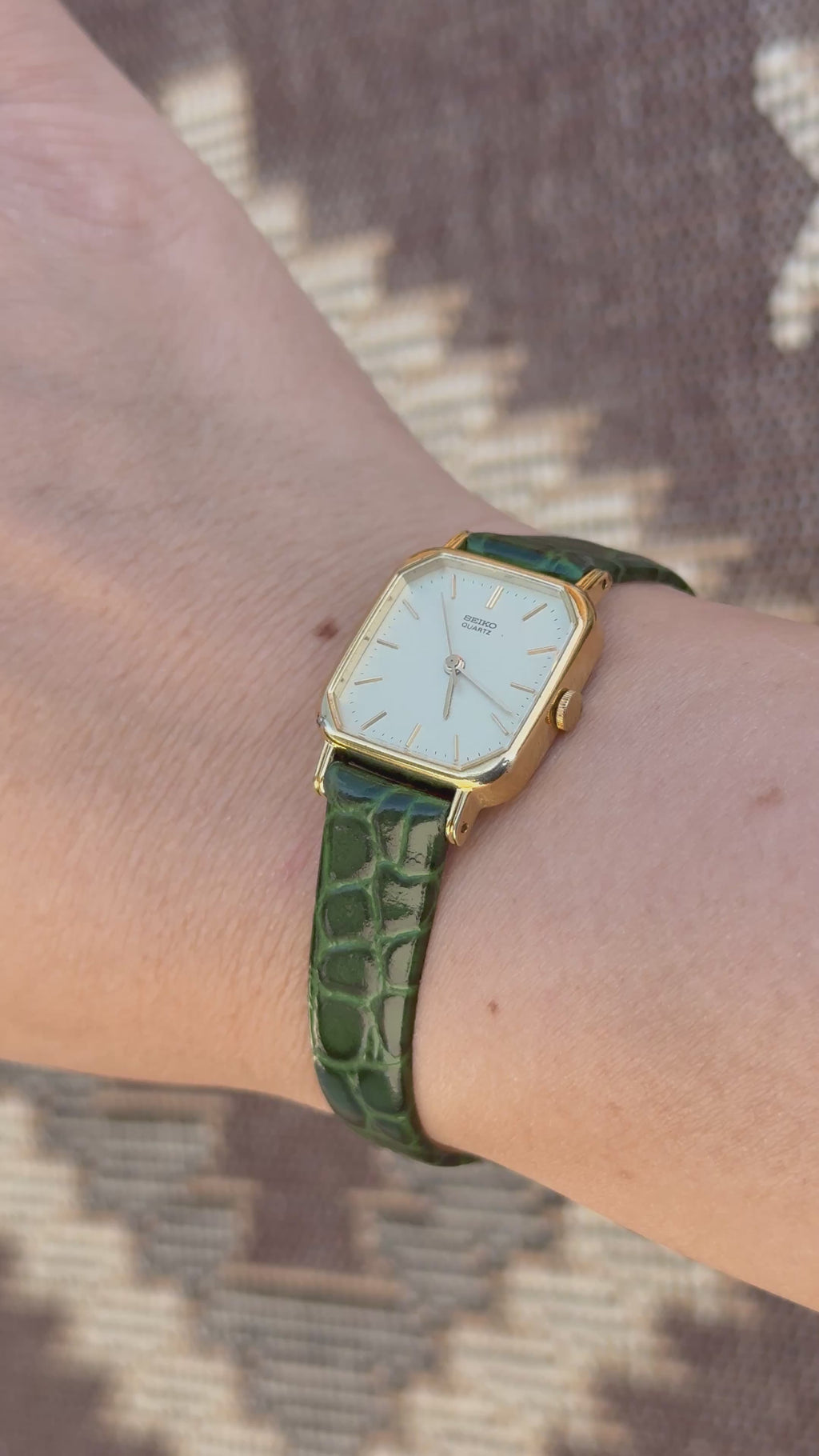 1982 Seiko Quartz Gold Plated Tank Watch