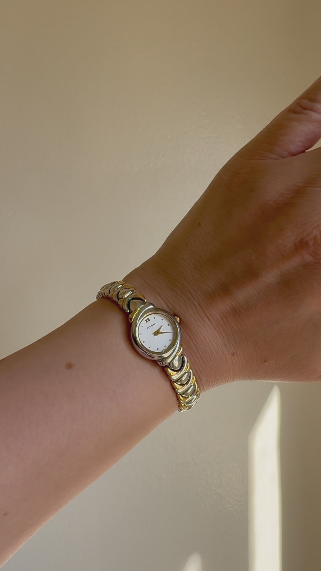 Pulsar Mov't Japan Vintage Two Tone White Dial Watch