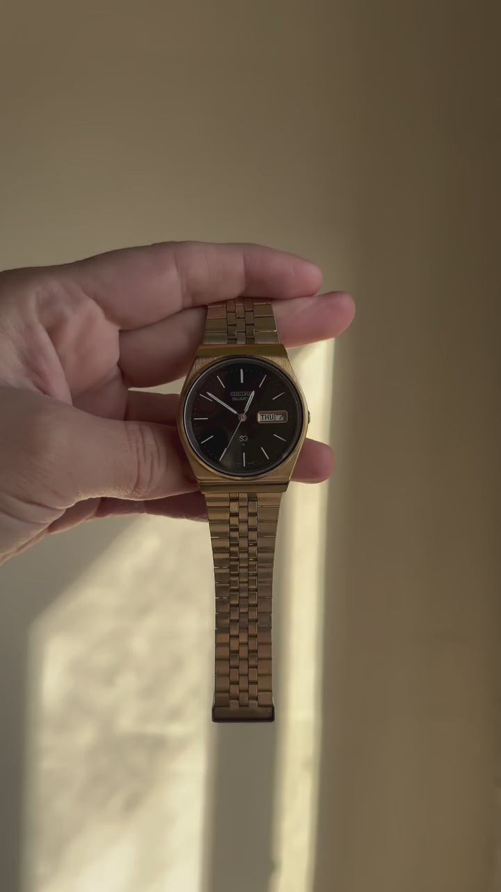 1978 Seiko Quartz SQ Gold Tone Day Date Watch