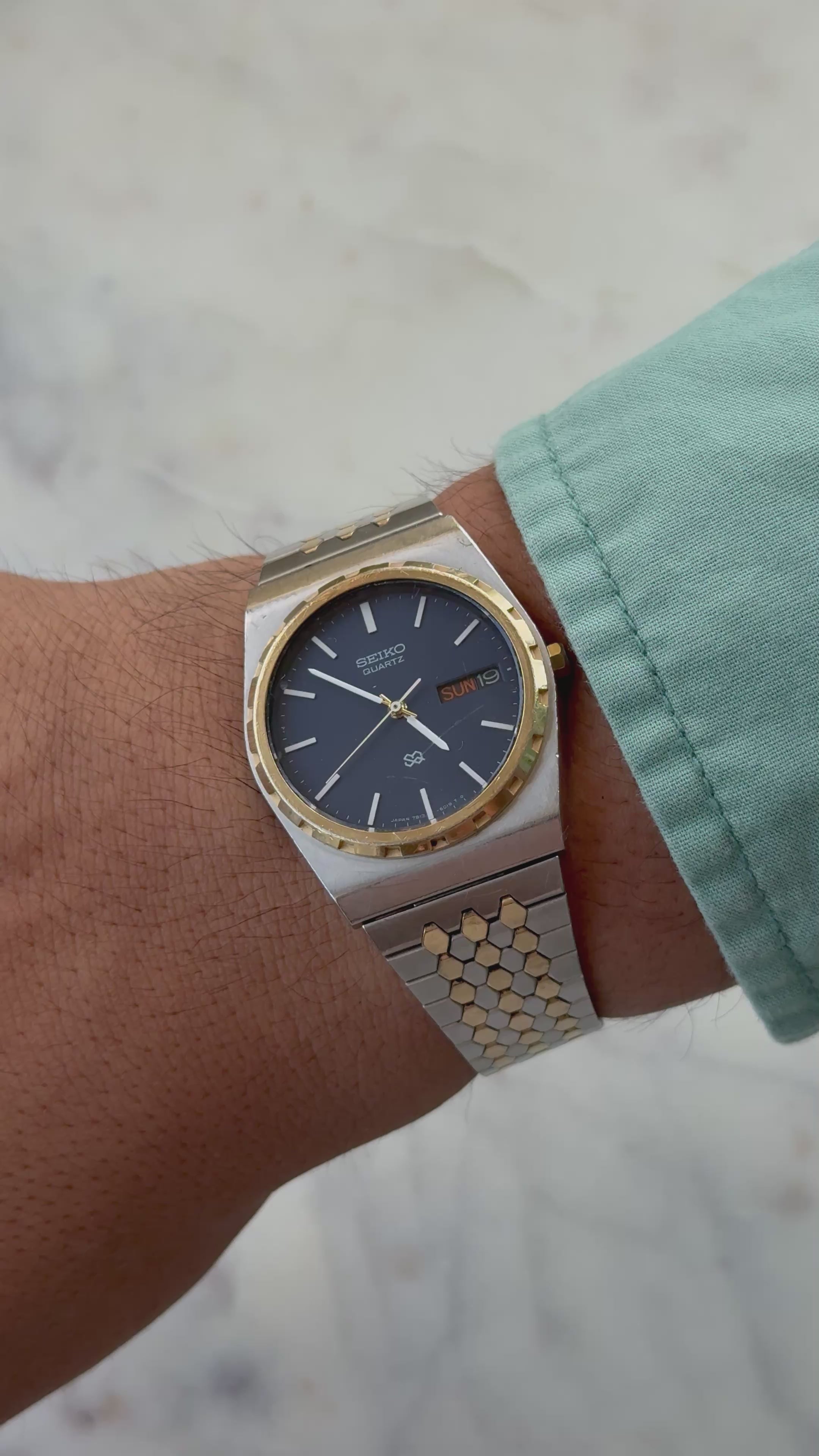1979 Seiko Quartz “222” Day-Date Two Tone Watch