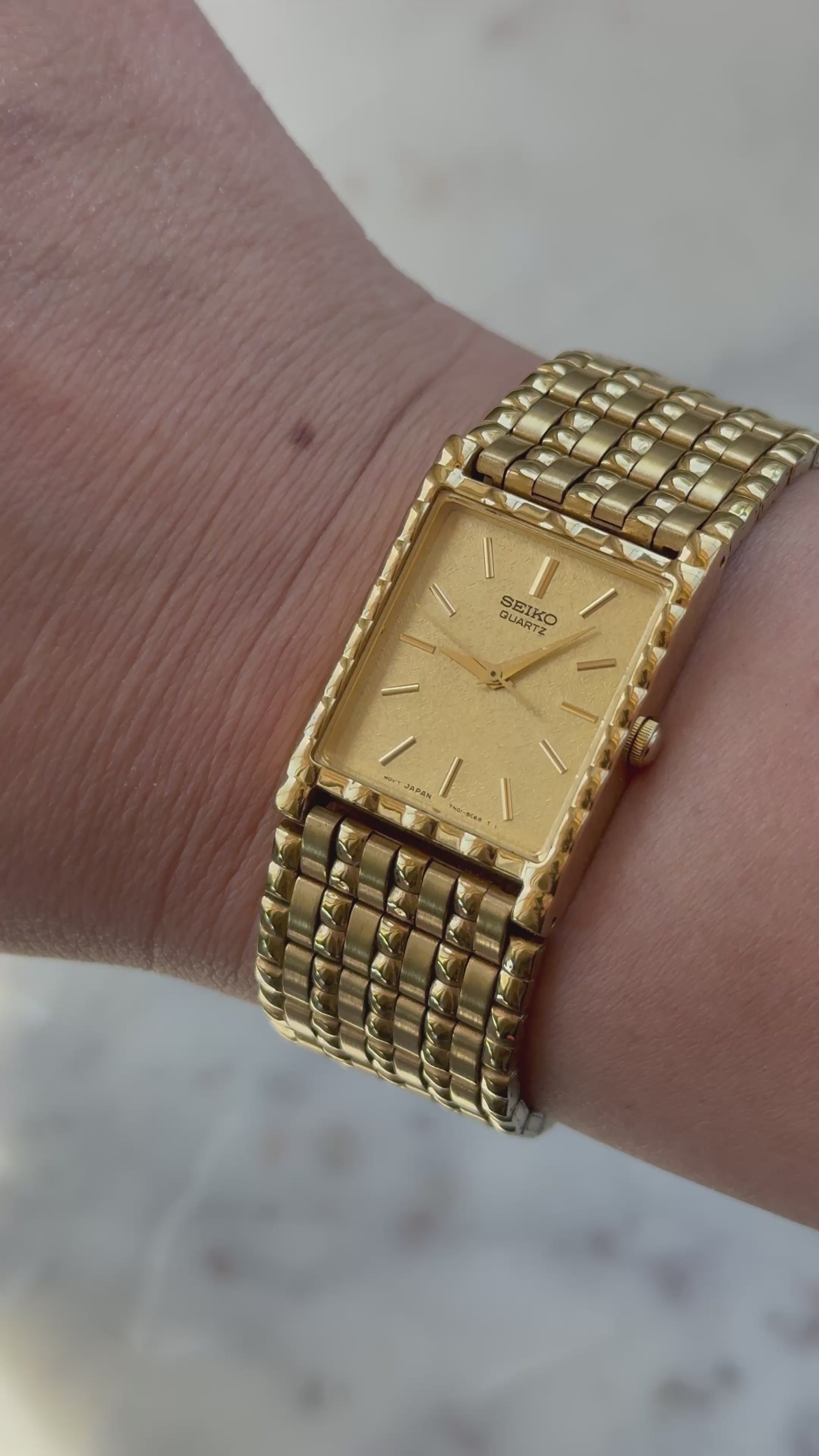 1993 Seiko Quartz Gold Tone Tank Watch
