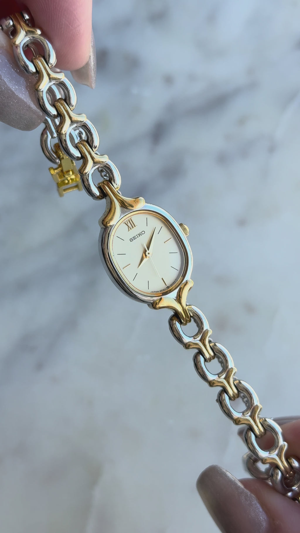 1989 Seiko Quartz Oval Two Tone Bracelet Watch