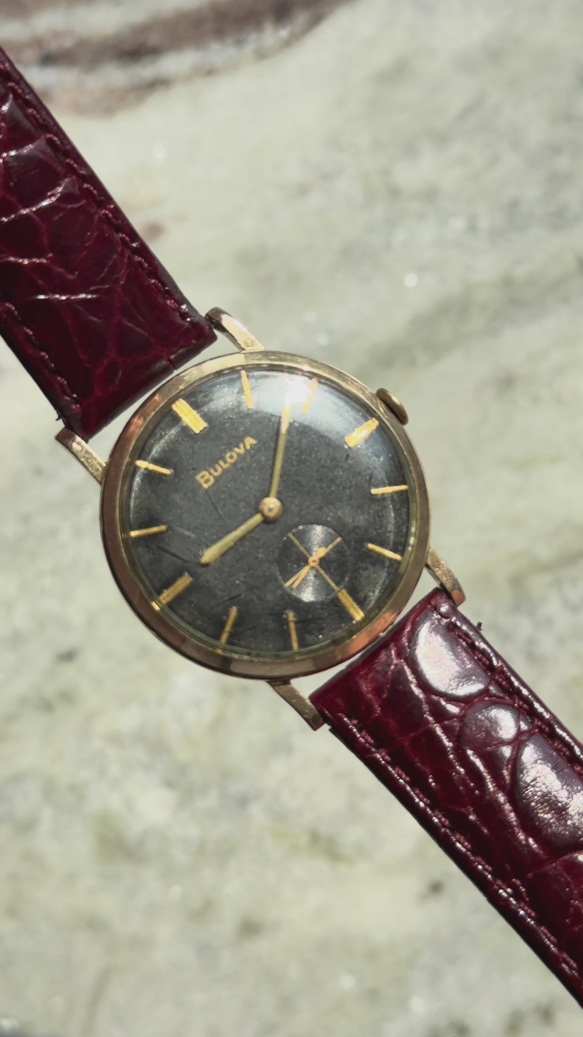 1956 Bulova 10k RGP Patina Dial Small Seconds Mechanical Watch