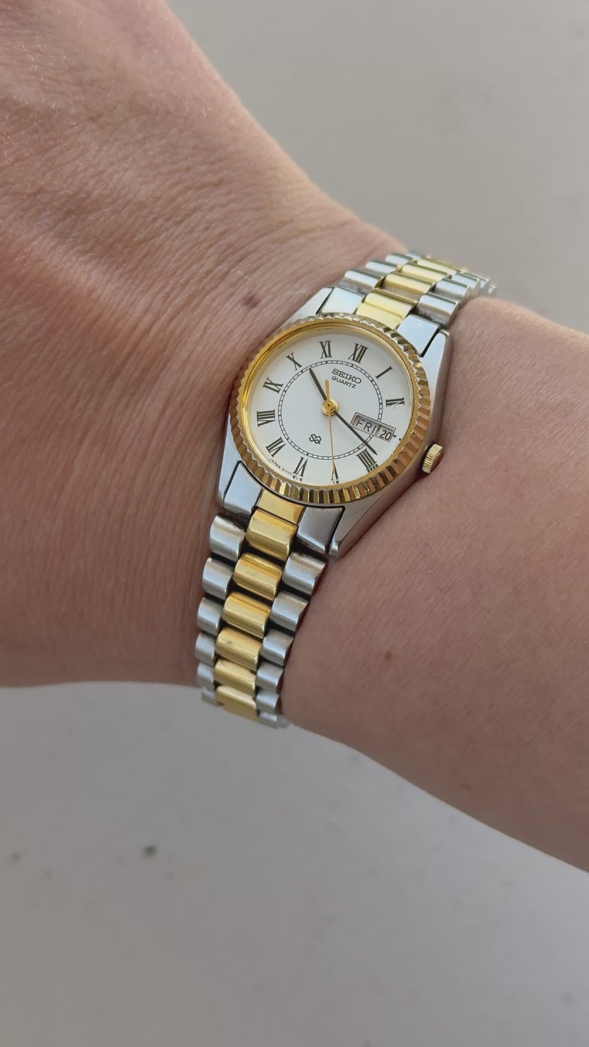 1990 Seiko Quartz “Presidential” Buckley Two Tone Day Date Watch
