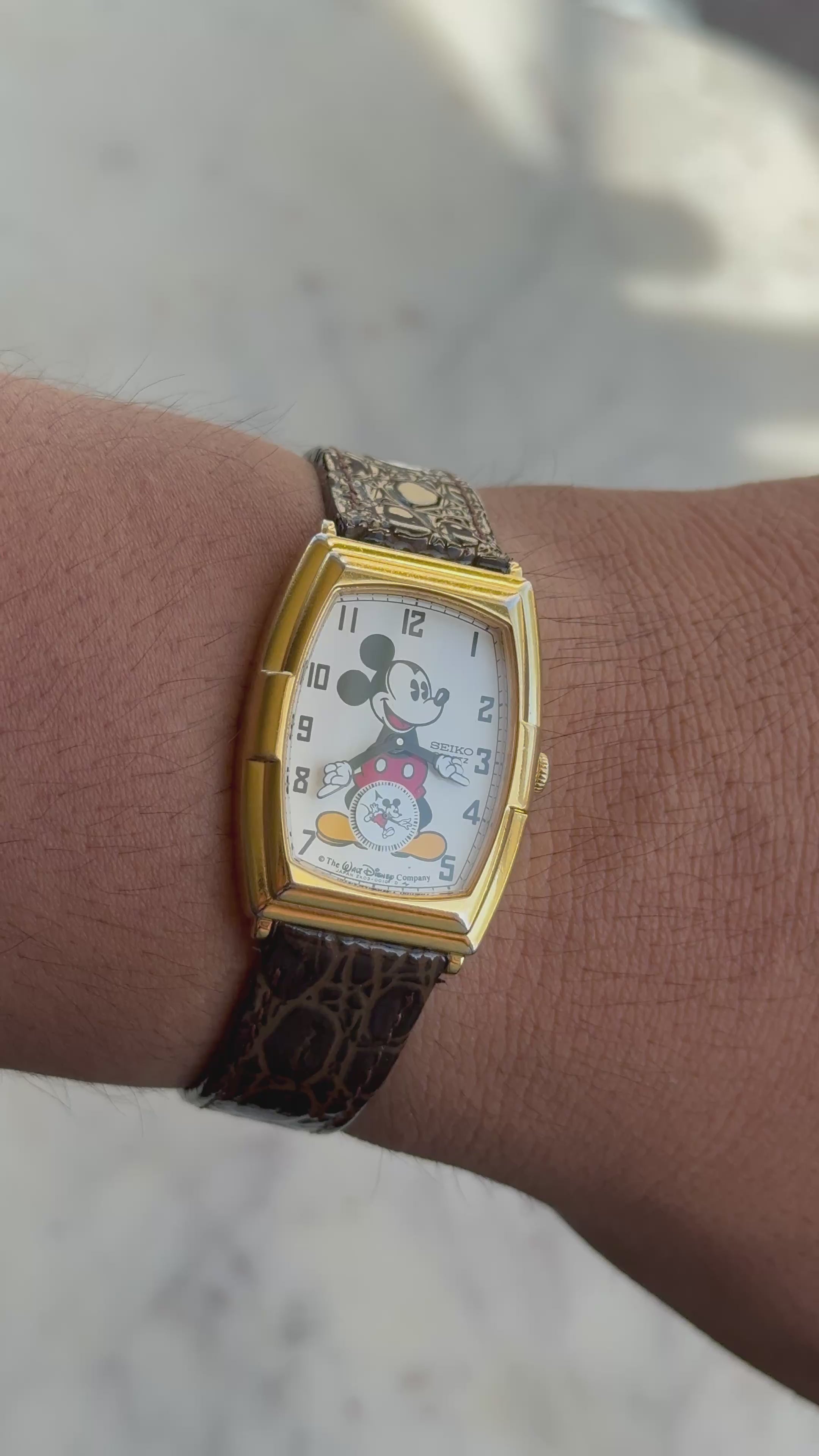 1989 Seiko Quartz Mickey Mouse Tonneau Tank Watch