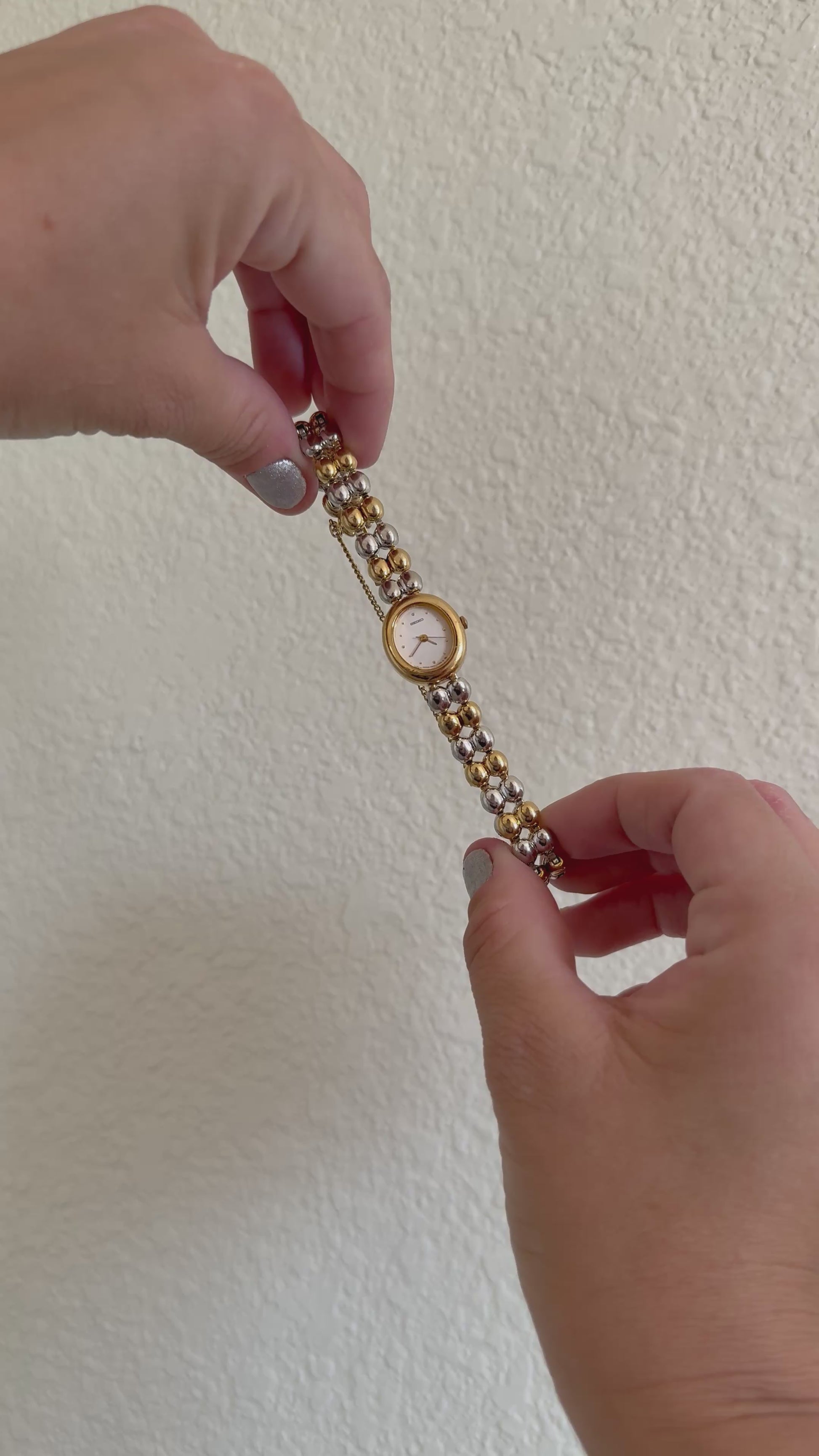 1985 Seiko Oval Two Tone Bracelet Watch