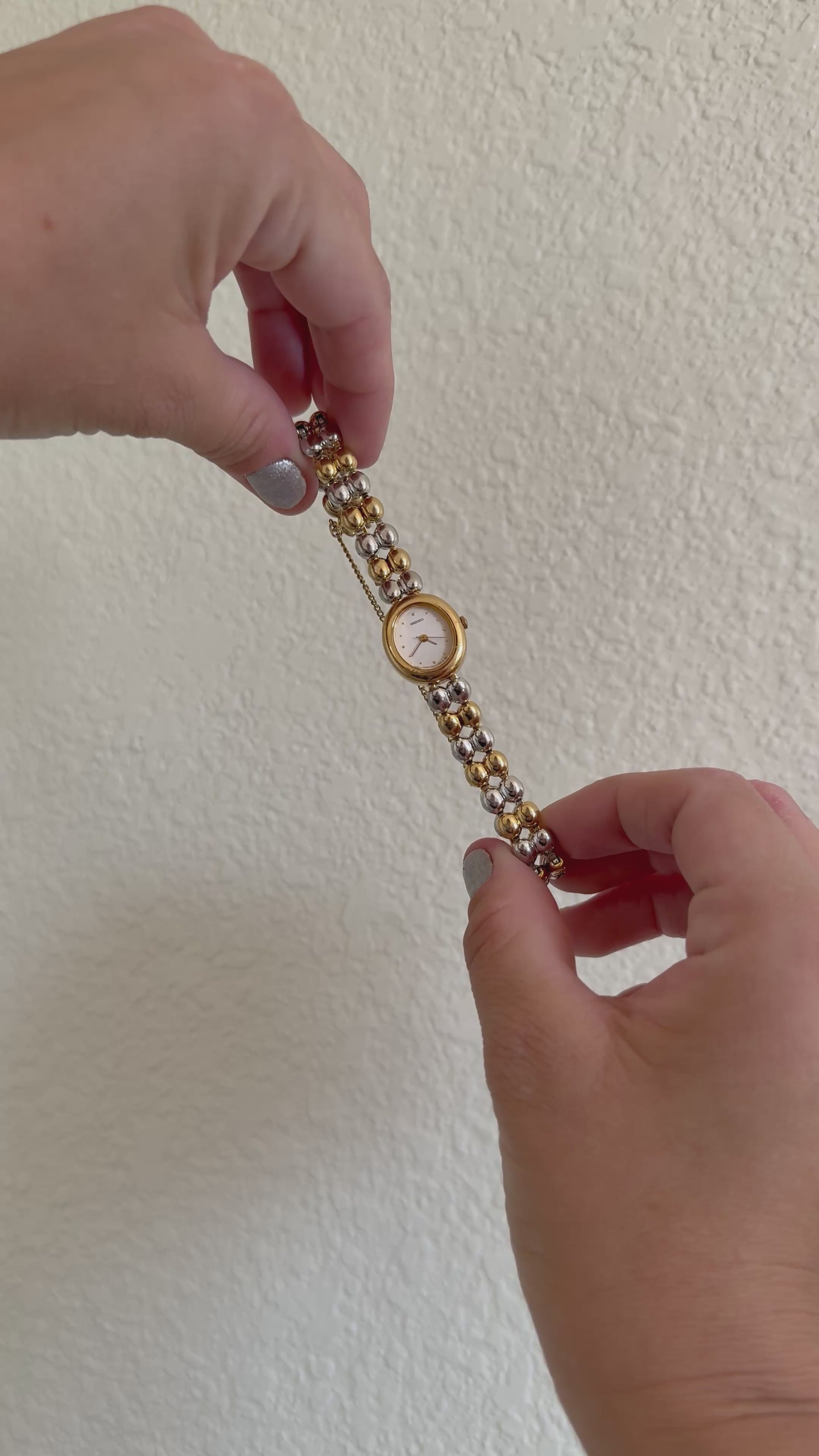 1985 Seiko Oval Two Tone Bracelet Watch