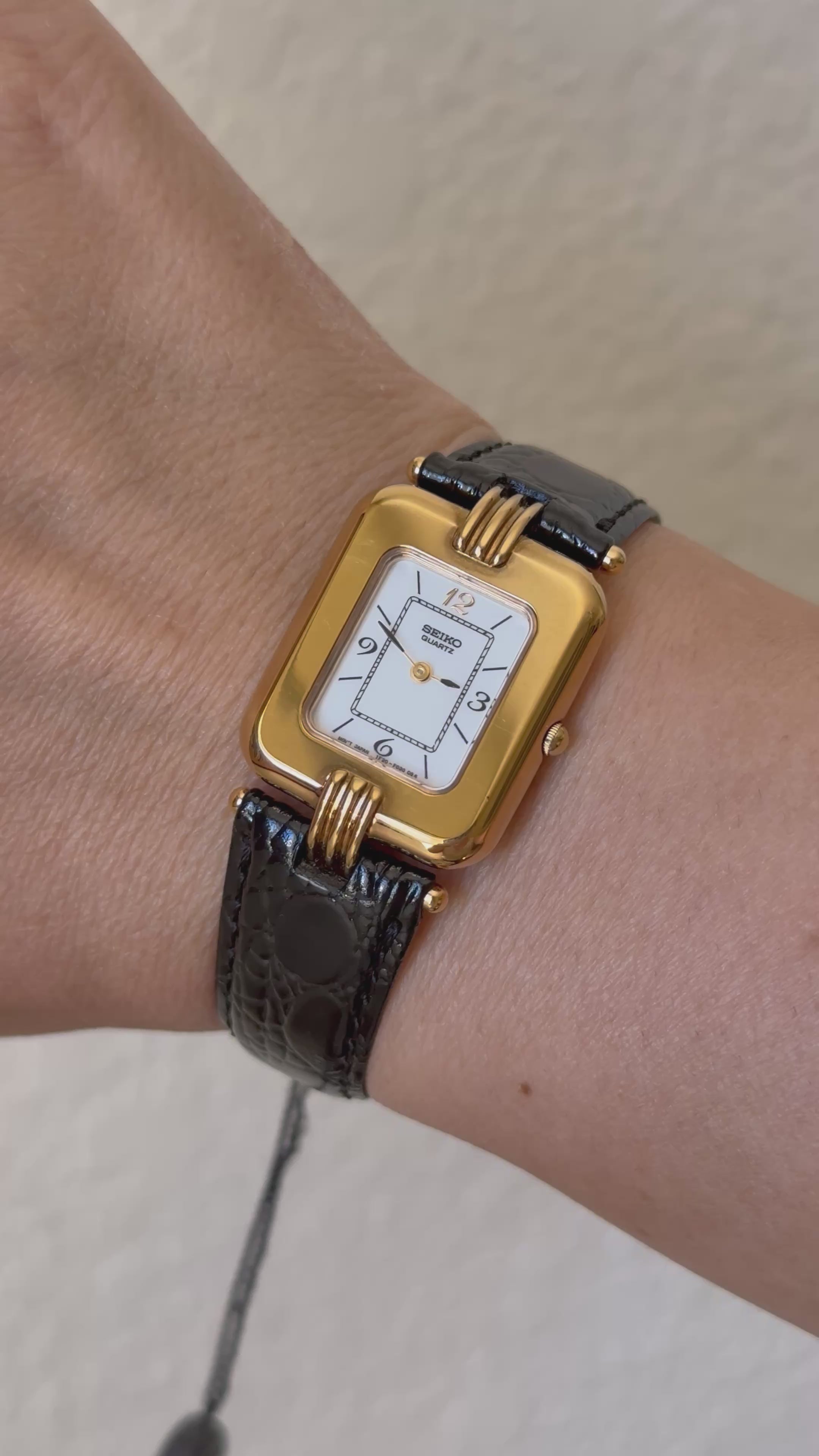 1992 Seiko Quartz (NOS) Gold Tone Tank Watch