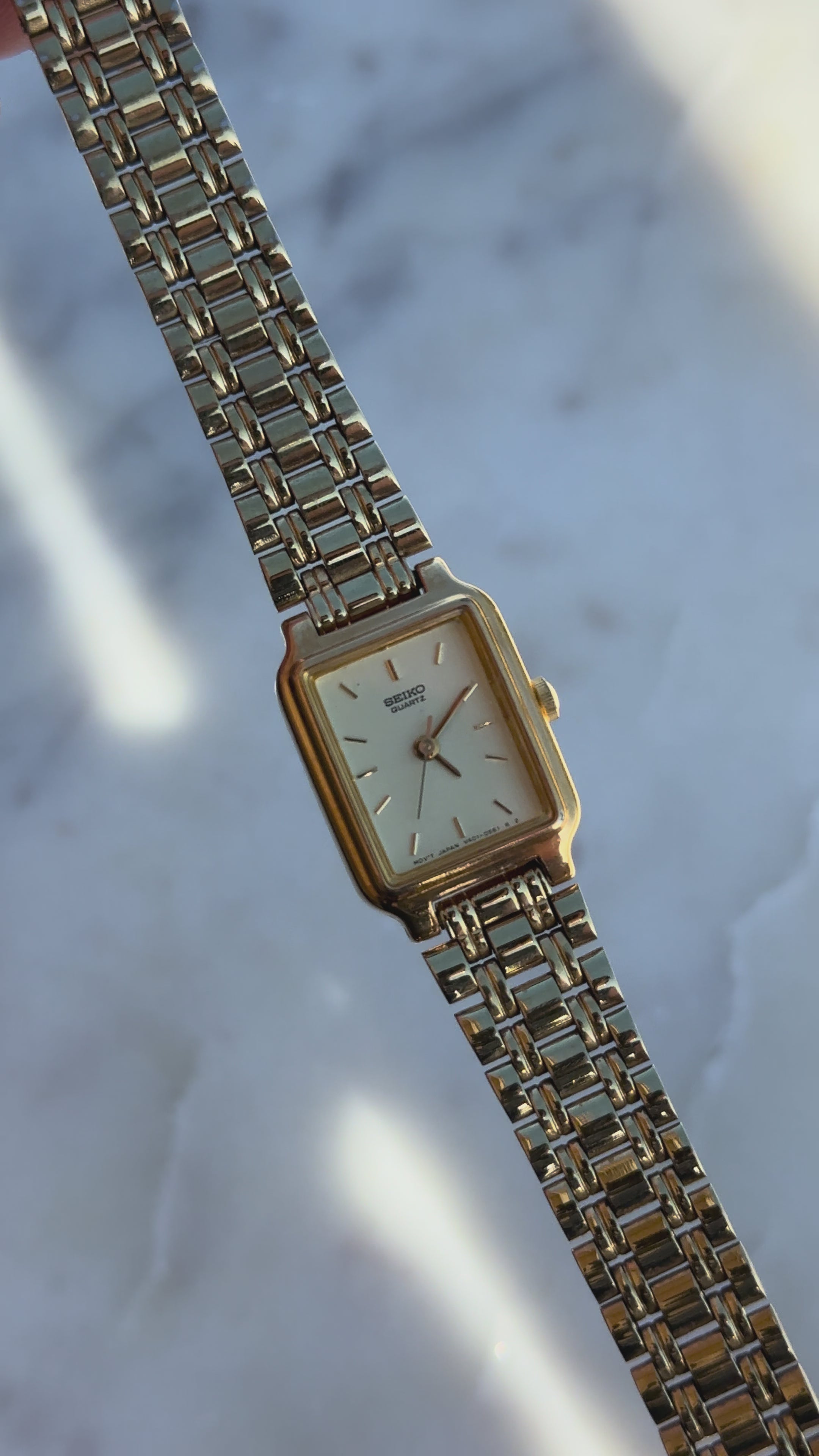 1990 Seiko Quartz Gold Tone Tank Watch
