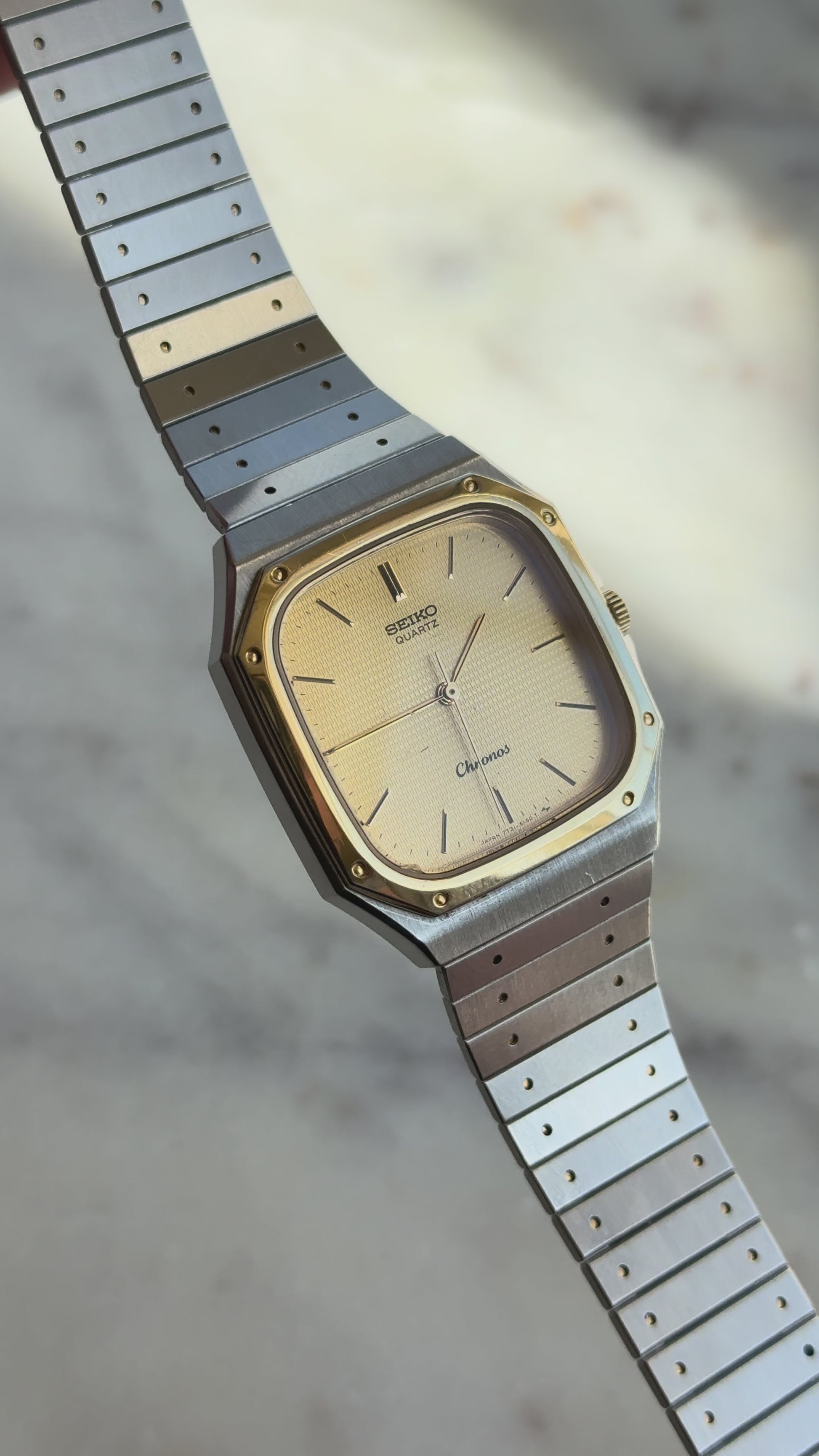 1984 Seiko Quartz Chronos Two Tone Octagon Watch