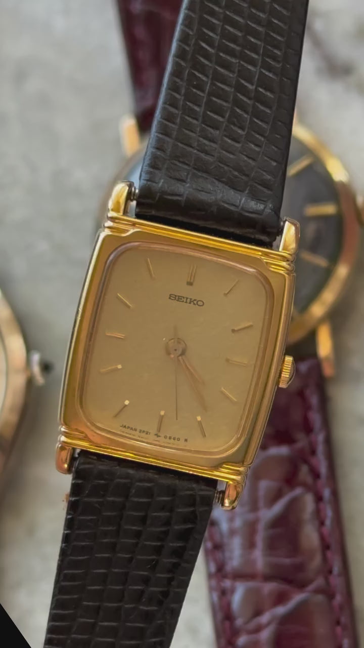 1987 Seiko Quartz Gold Tone Tank Watch