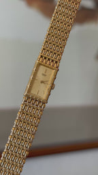 1987 Seiko Quartz Gold Tone Bracelet Tank Watch
