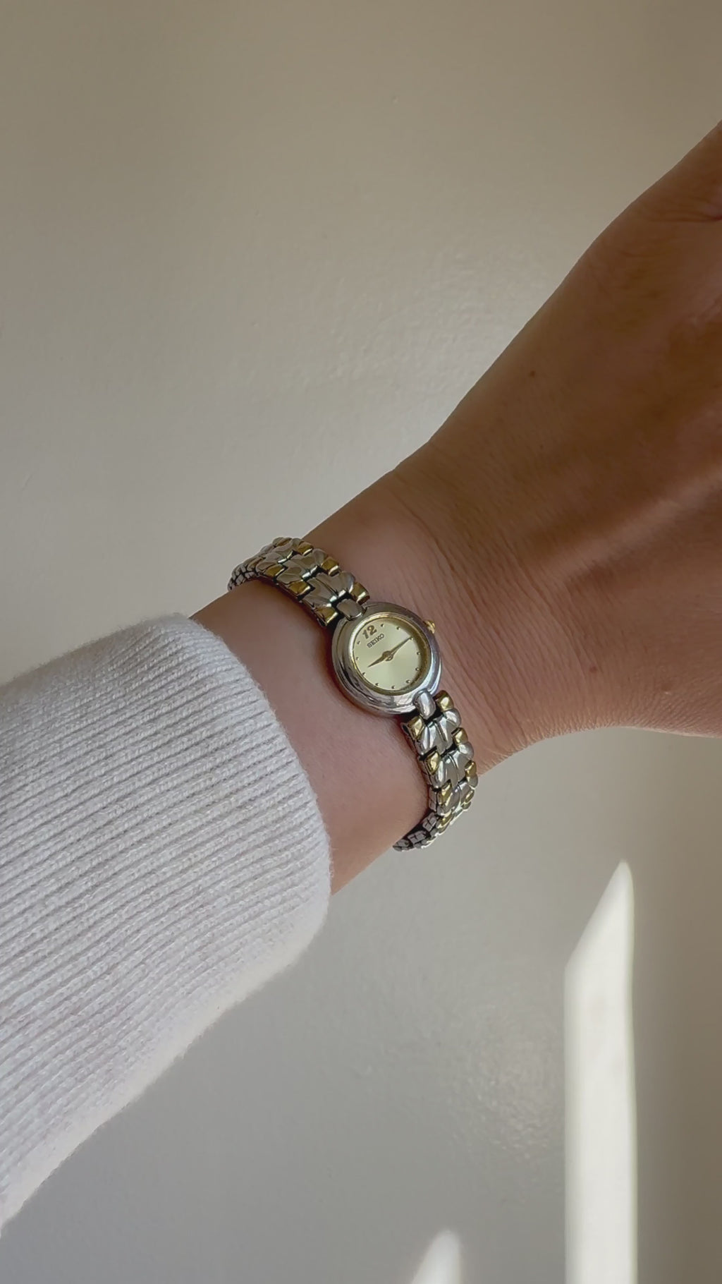 Seiko Mov't Japan Vintage Two Tone Gold Dial Watch