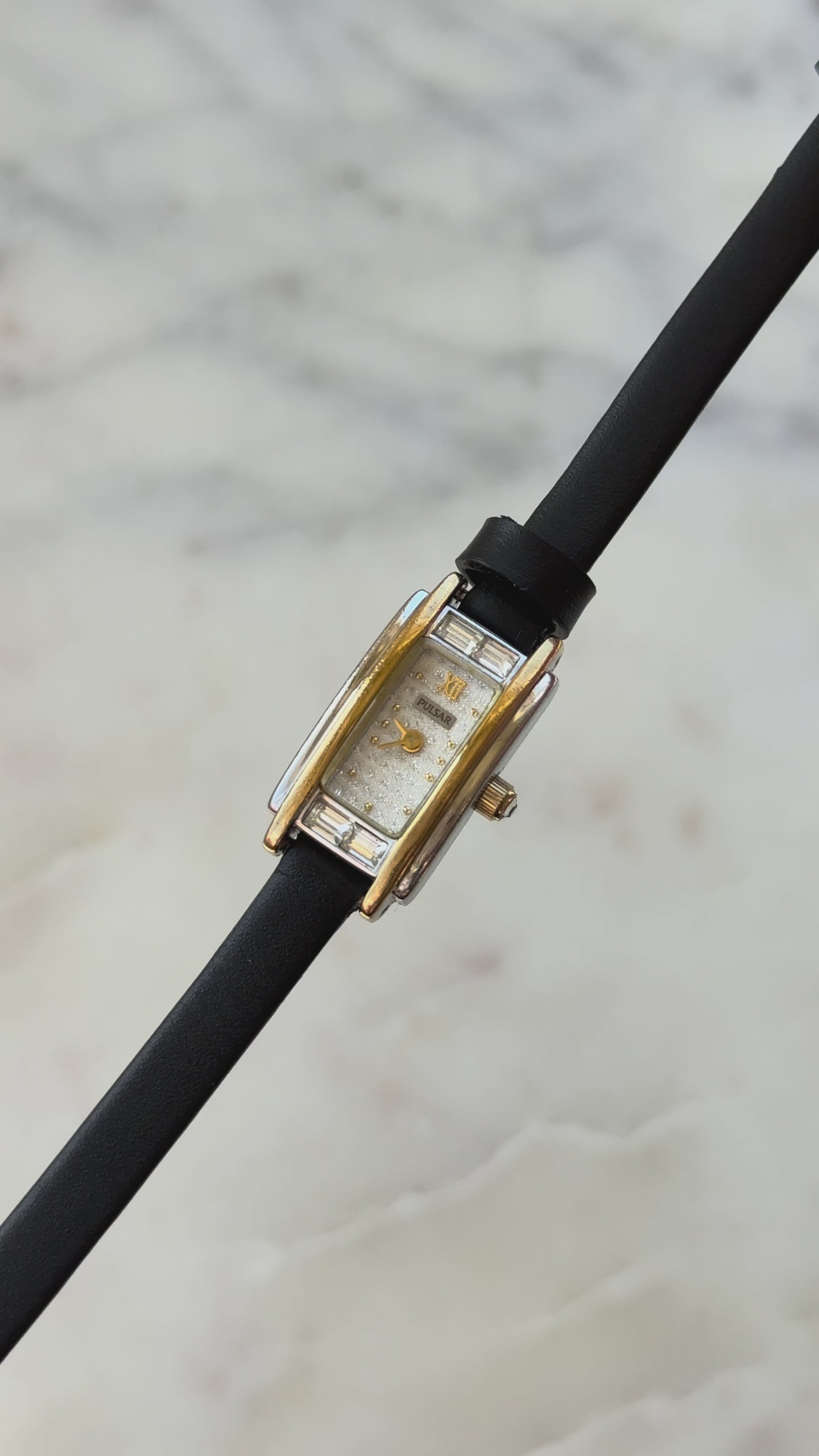 1997 Pulsar Quartz V220 By SEIKO Two Tone Baguette Tank Watch