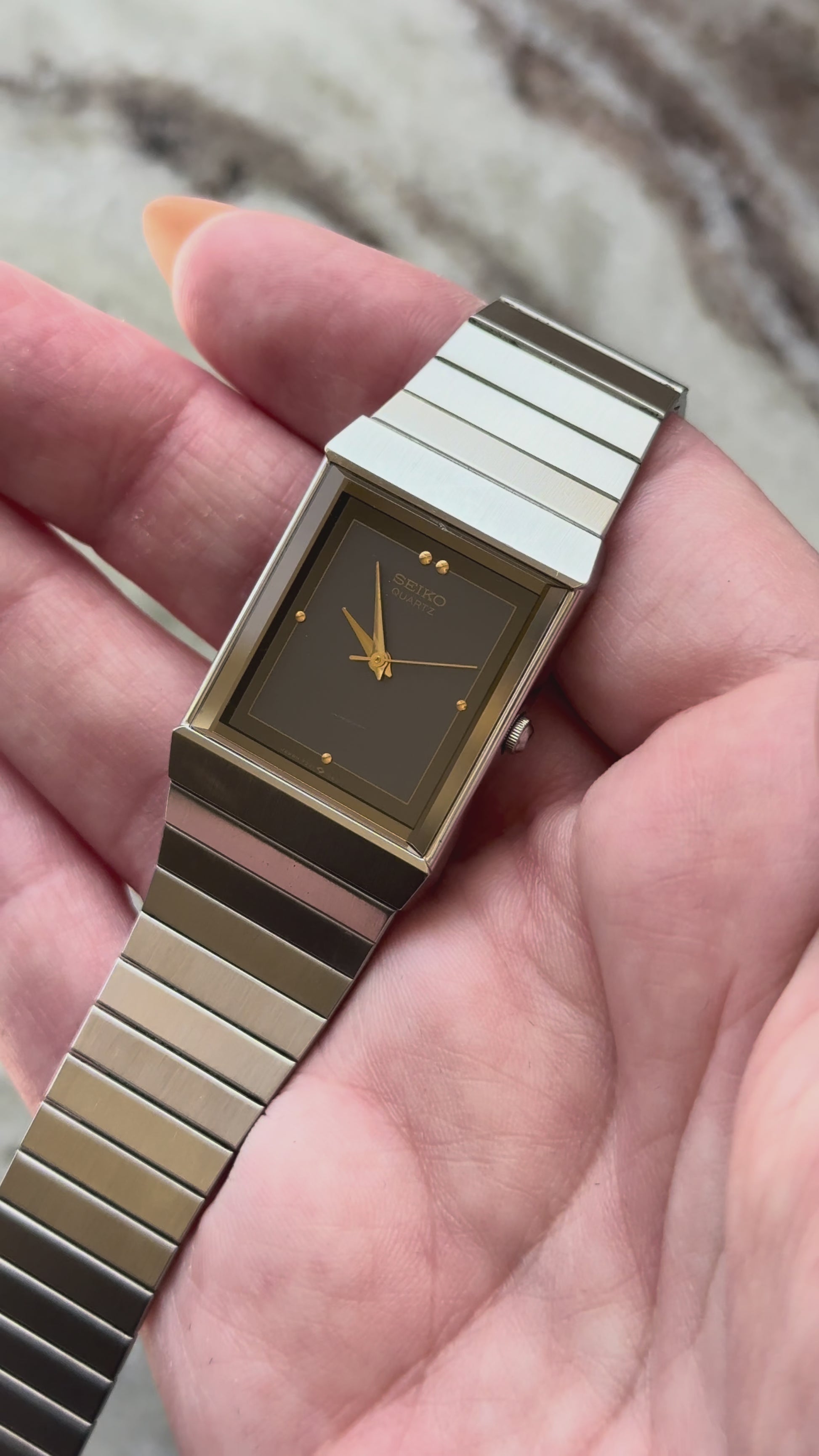 1987 Seiko Quartz Silver Tone Tank Watch