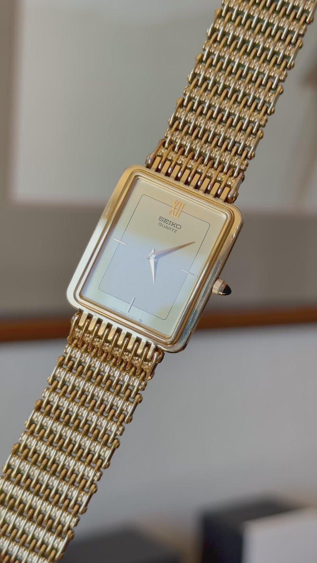 1985 Seiko Quartz Gold Tone Tank Watch