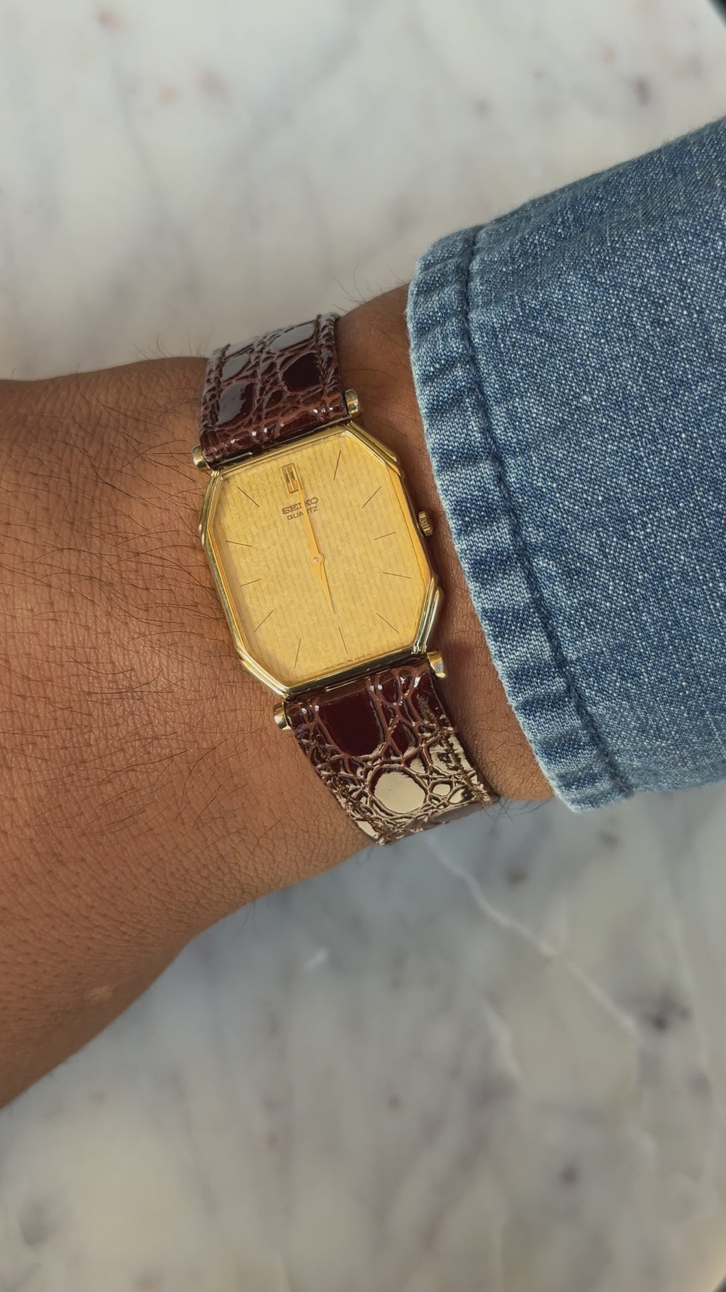 1984 Seiko Quartz Gold Plated Octagon Tank Watch